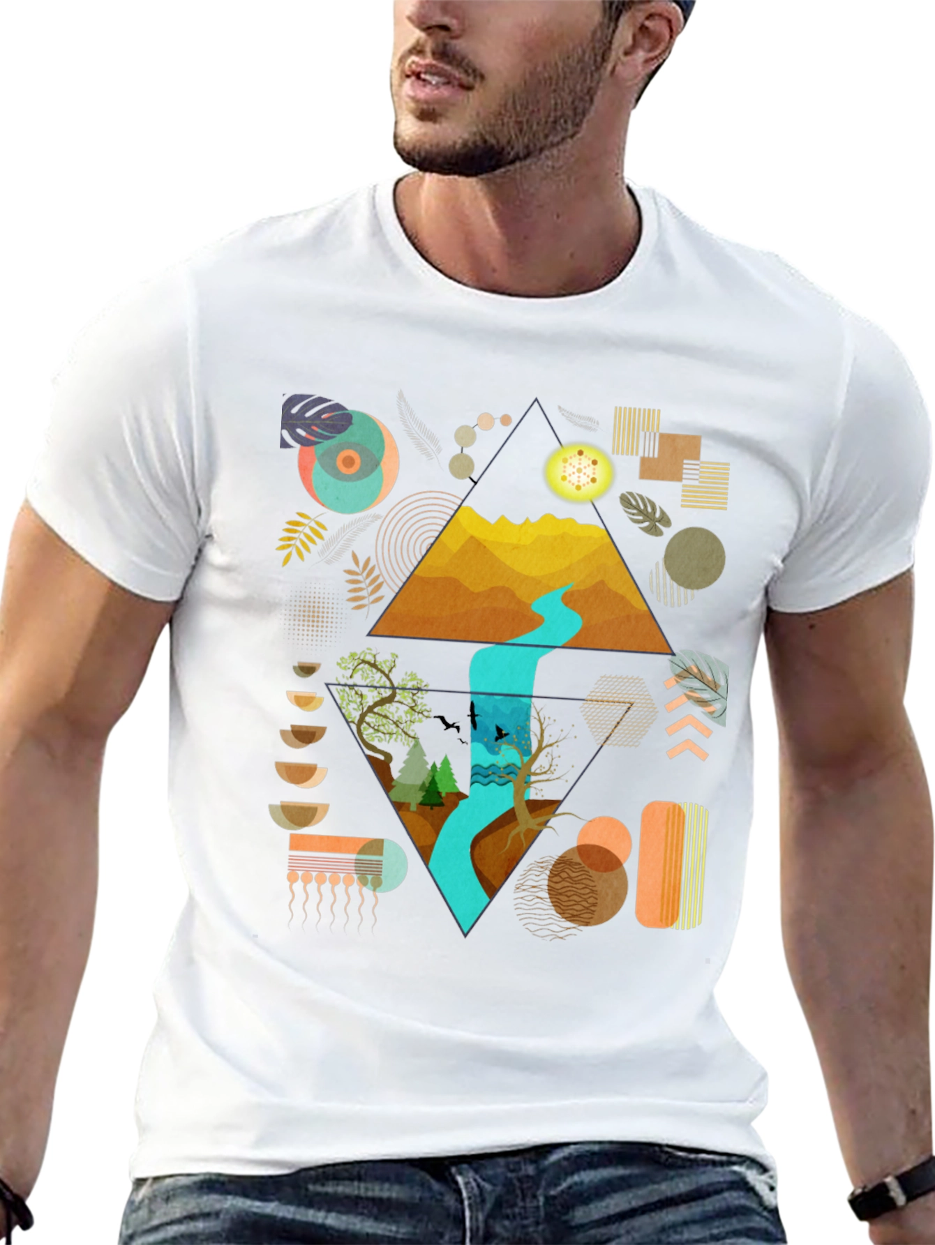 Geometric Nature Print Tee