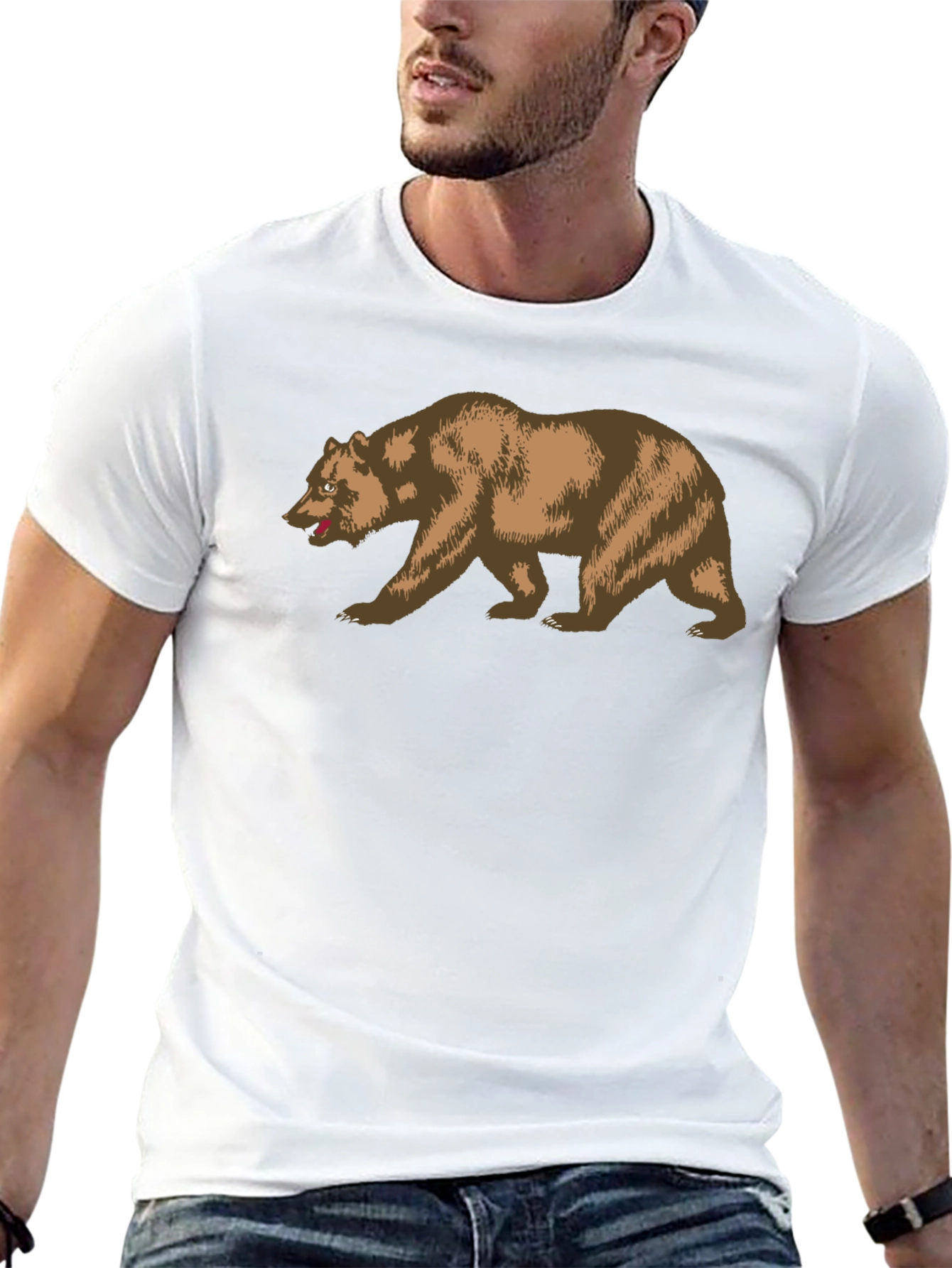 California Bear Graphic Tee - Black Cotton Shirt