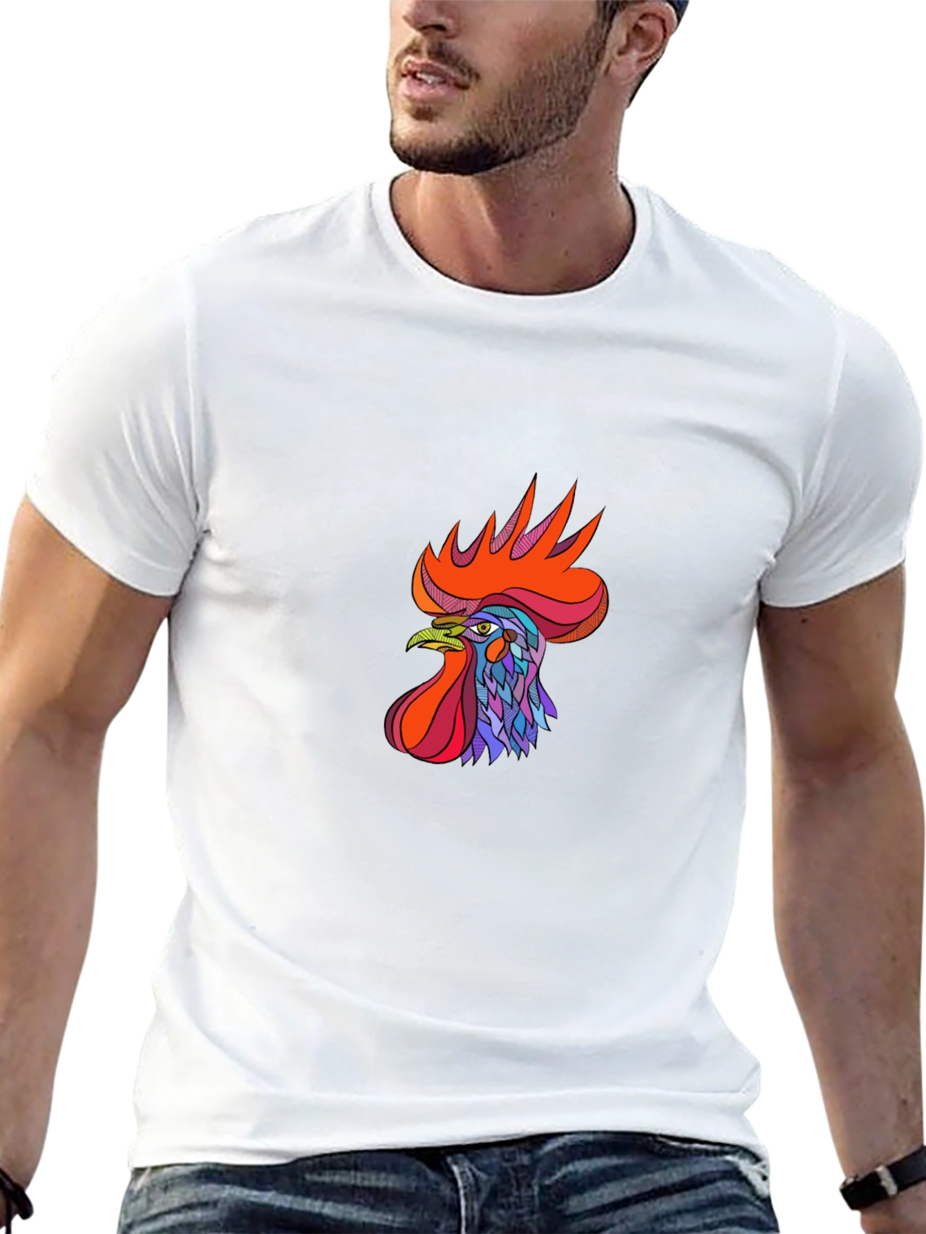 Rooster Graphic Tee - Bold & Stylish Black T-Shirt