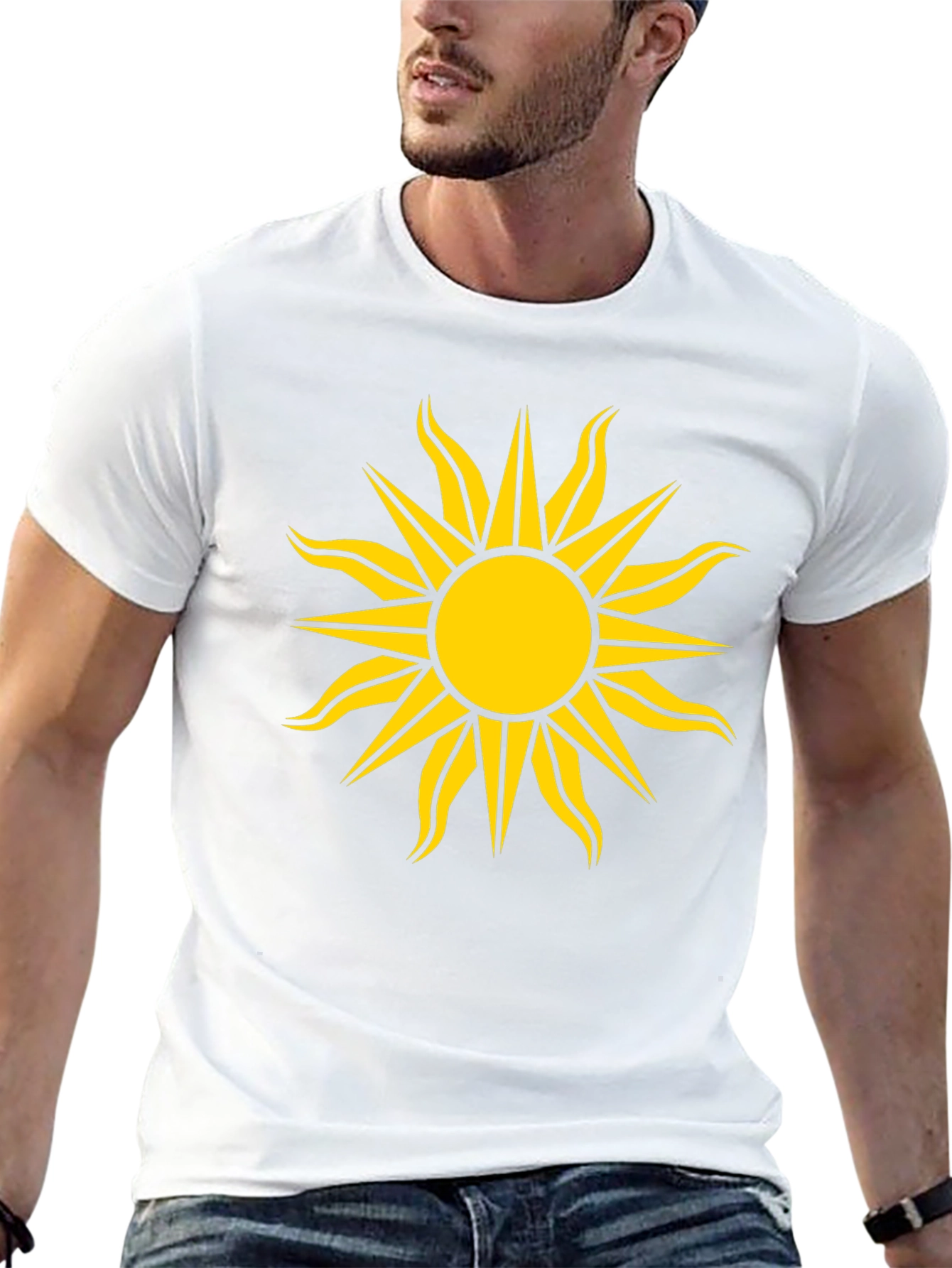 Black Tee with Bold Yellow Sun Design