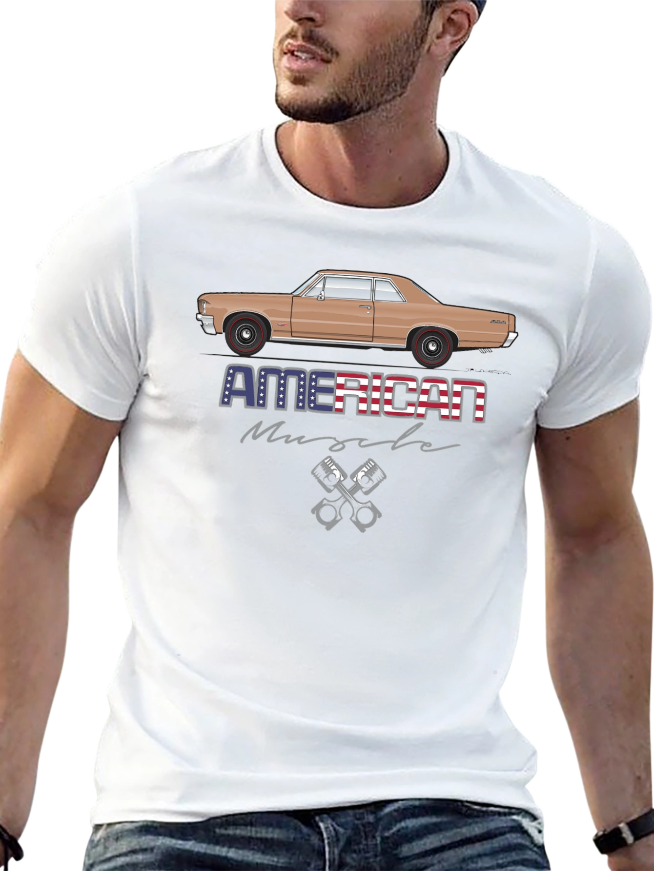 American Muscle Car Graphic Black T-Shirt