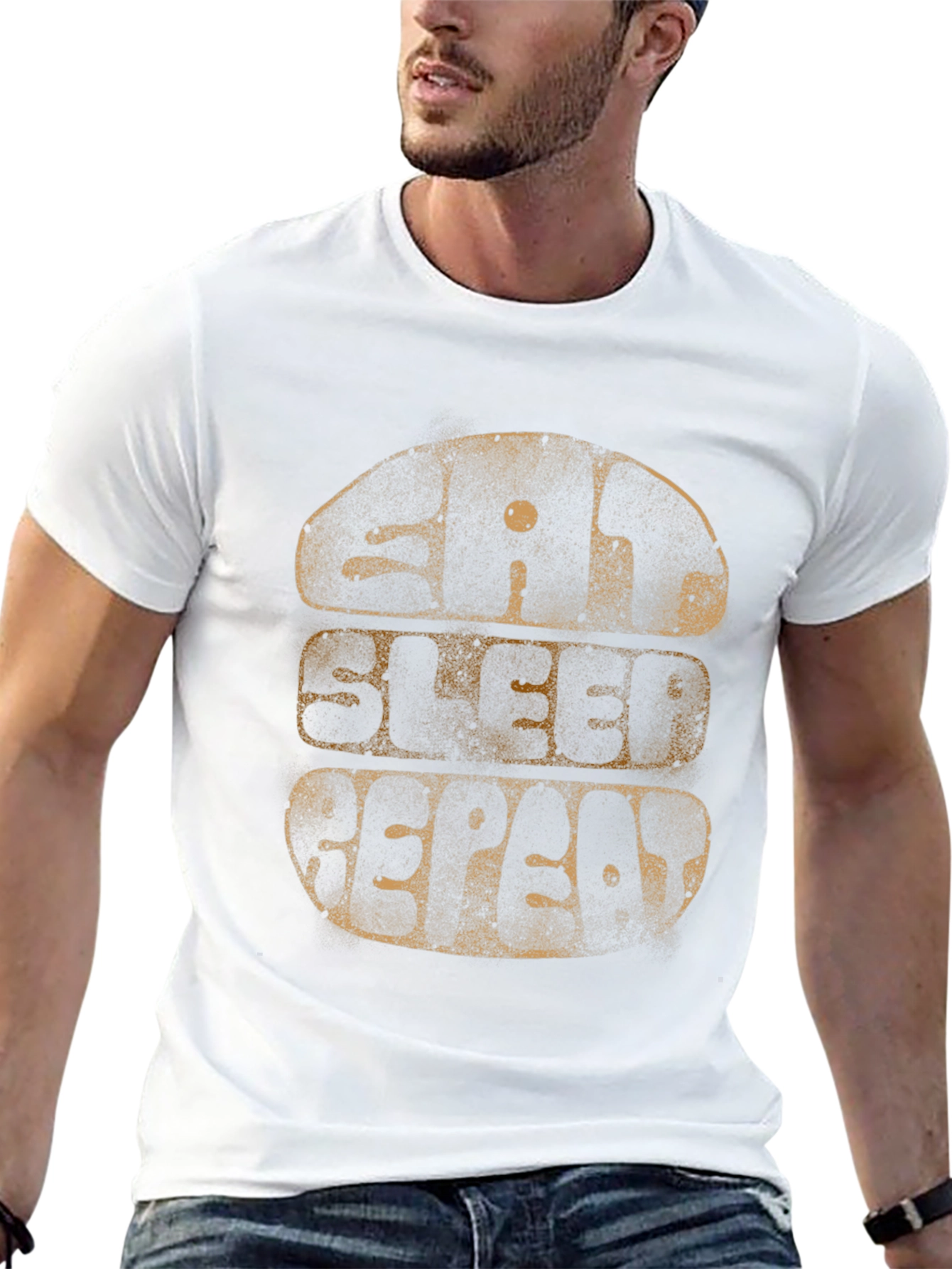 Eat Sleep Repeat Graphic Tee - Black Cotton T-Shirt