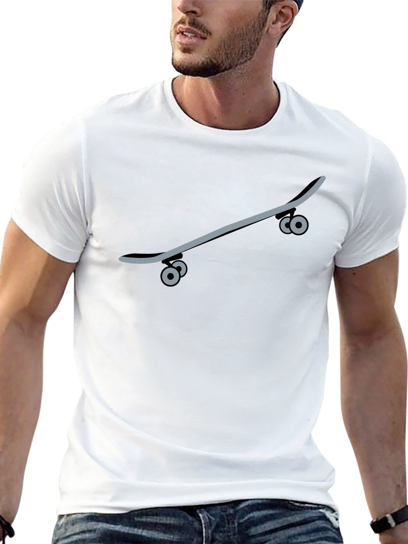 Skateboard Graphic Tee - Black Casual T-Shirt