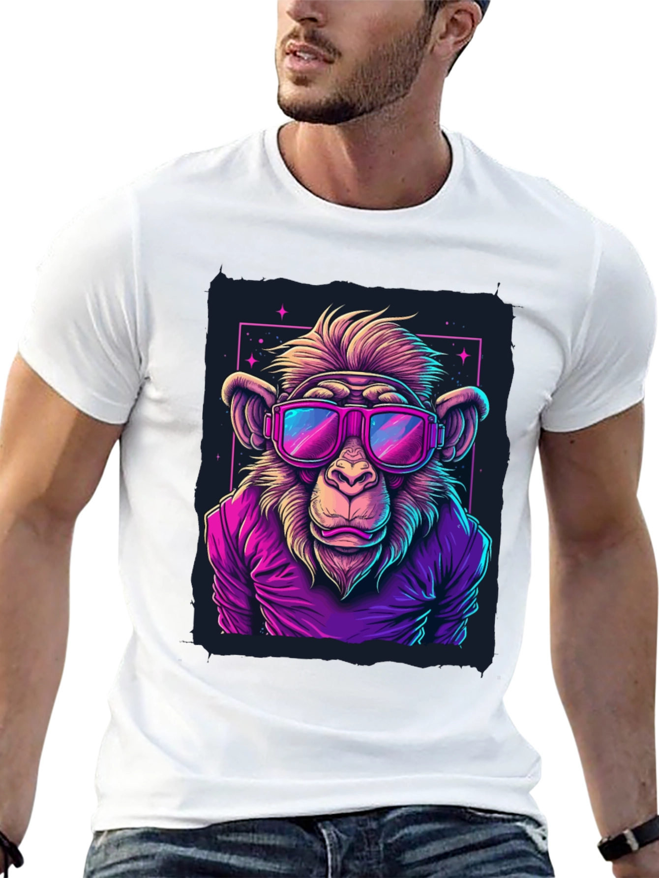 Cool Monkey Graphic Tee - Retro Style