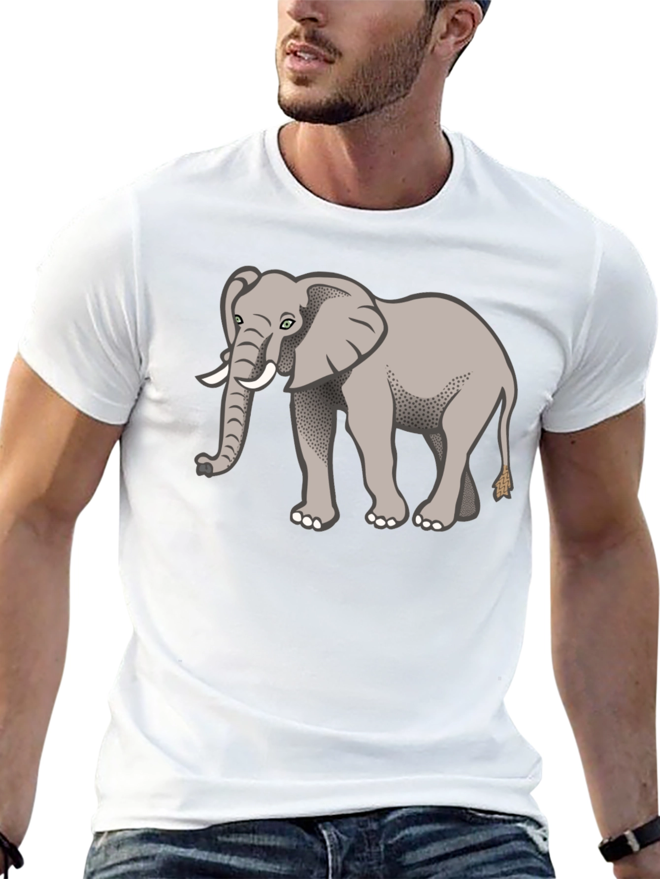 Elephant Graphic Print Tee - Unisex Crew Neck Shirt