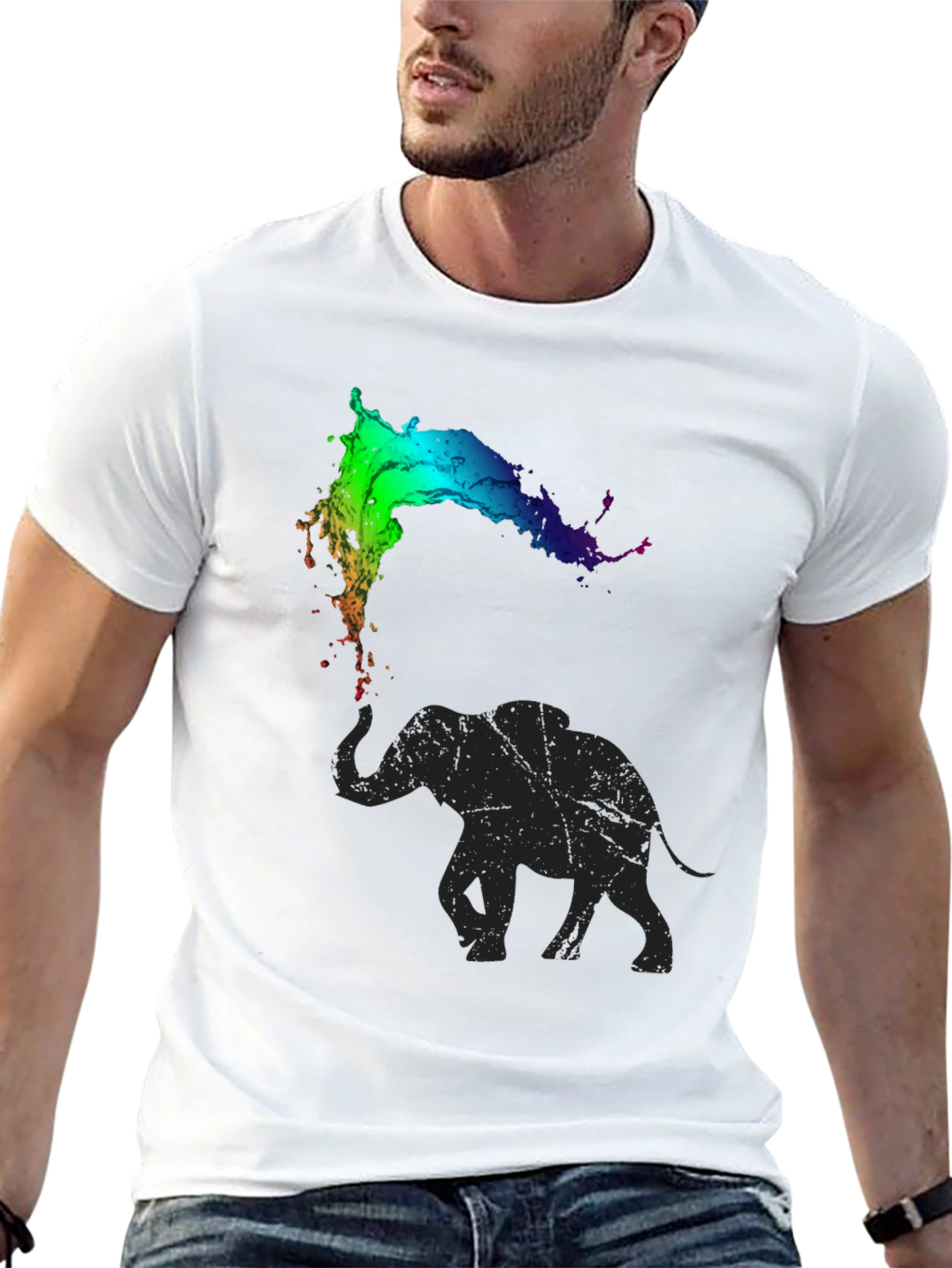 Elephant Rainbow Splash Tee