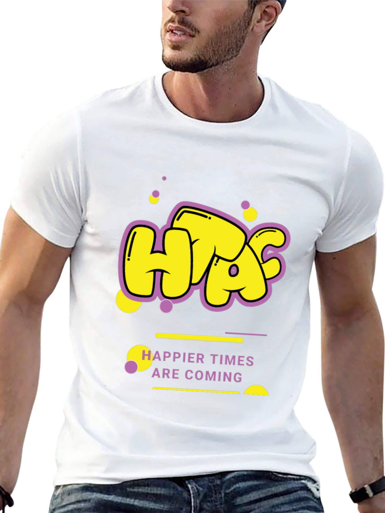 Happier Times Graphic Tee - Trendy Black T-Shirt