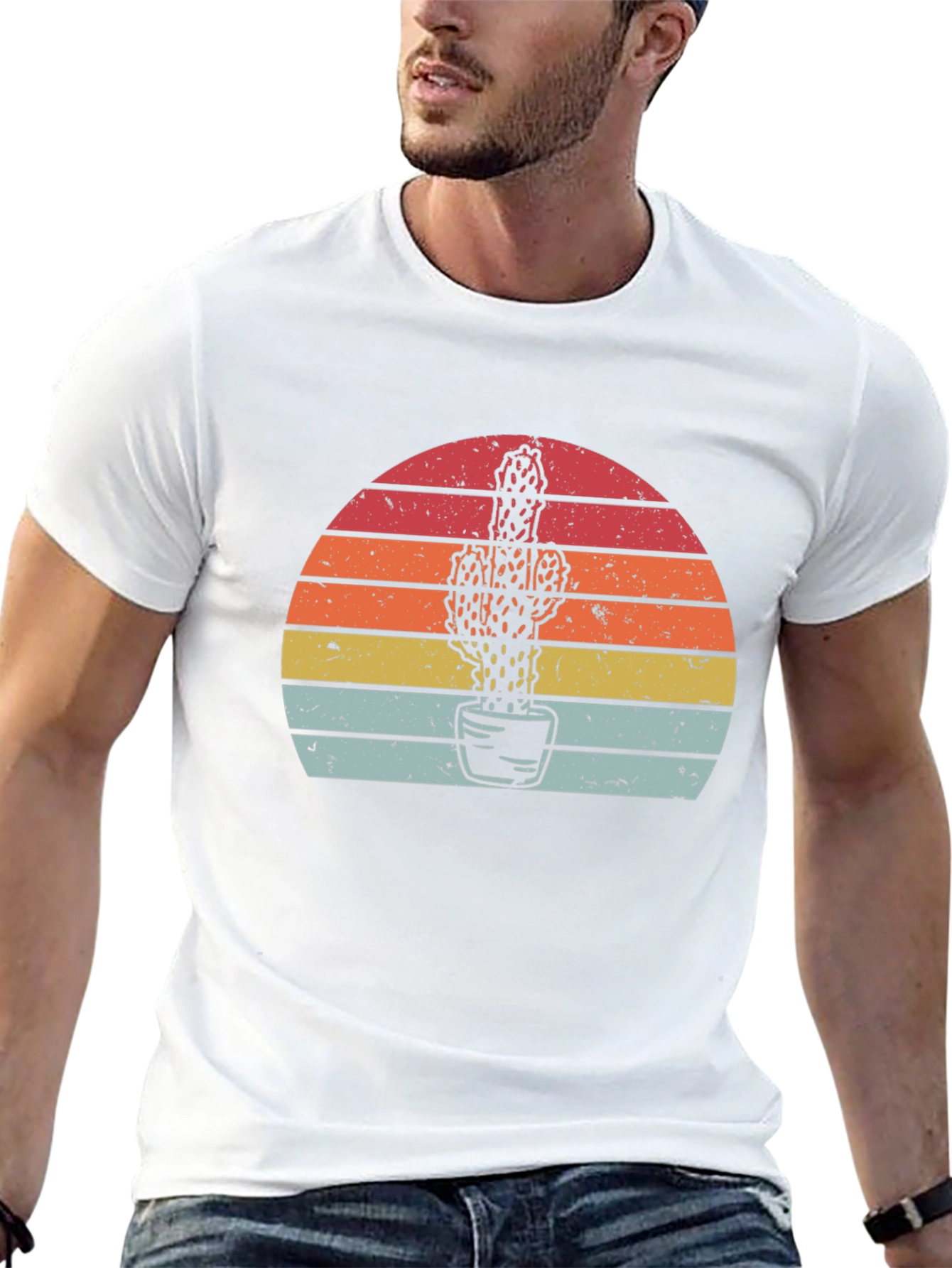 Cactus Sunset Graphic Tee - Retro Style
