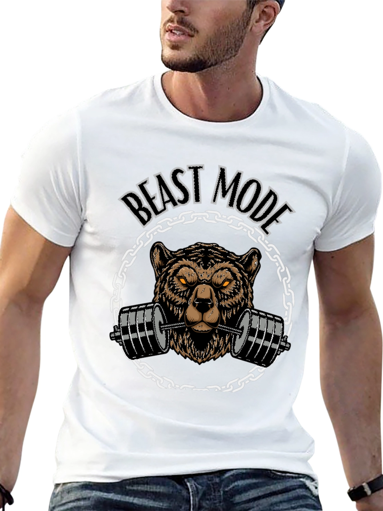 Beast Mode Bear Barbell Black T-Shirt