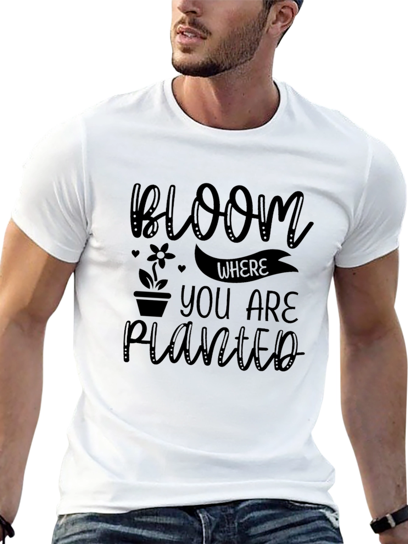 Bloom Where You Are Planted Black Tee
