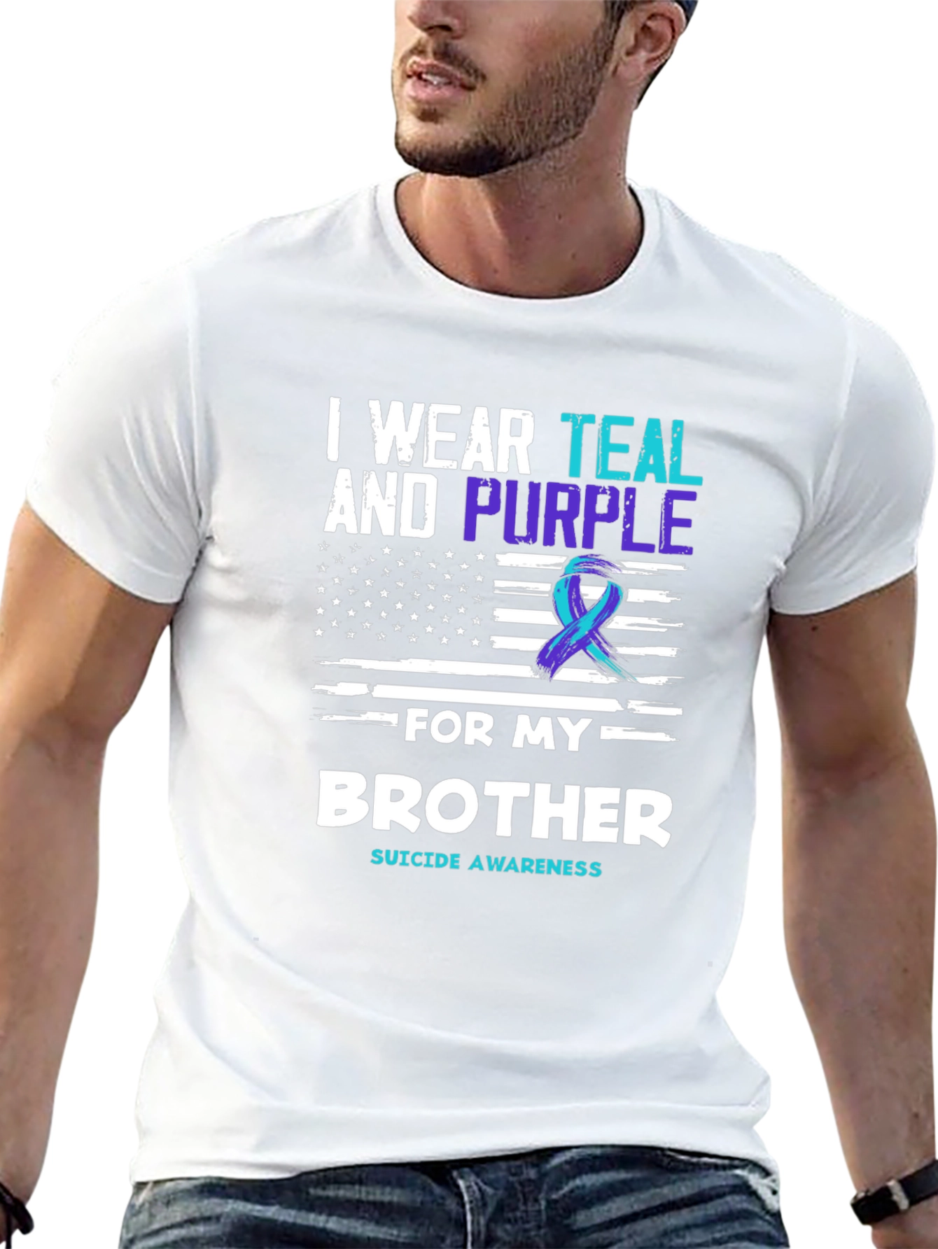 Teal and Purple Suicide Awareness Brother T-Shirt