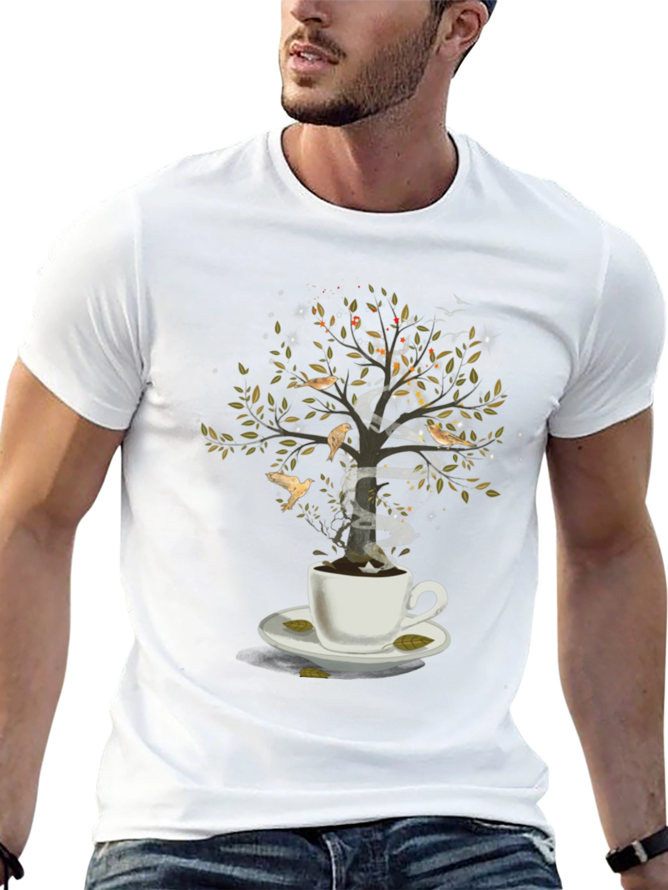 Coffee Cup Tree T-Shirt - Nature and Coffee Lovers