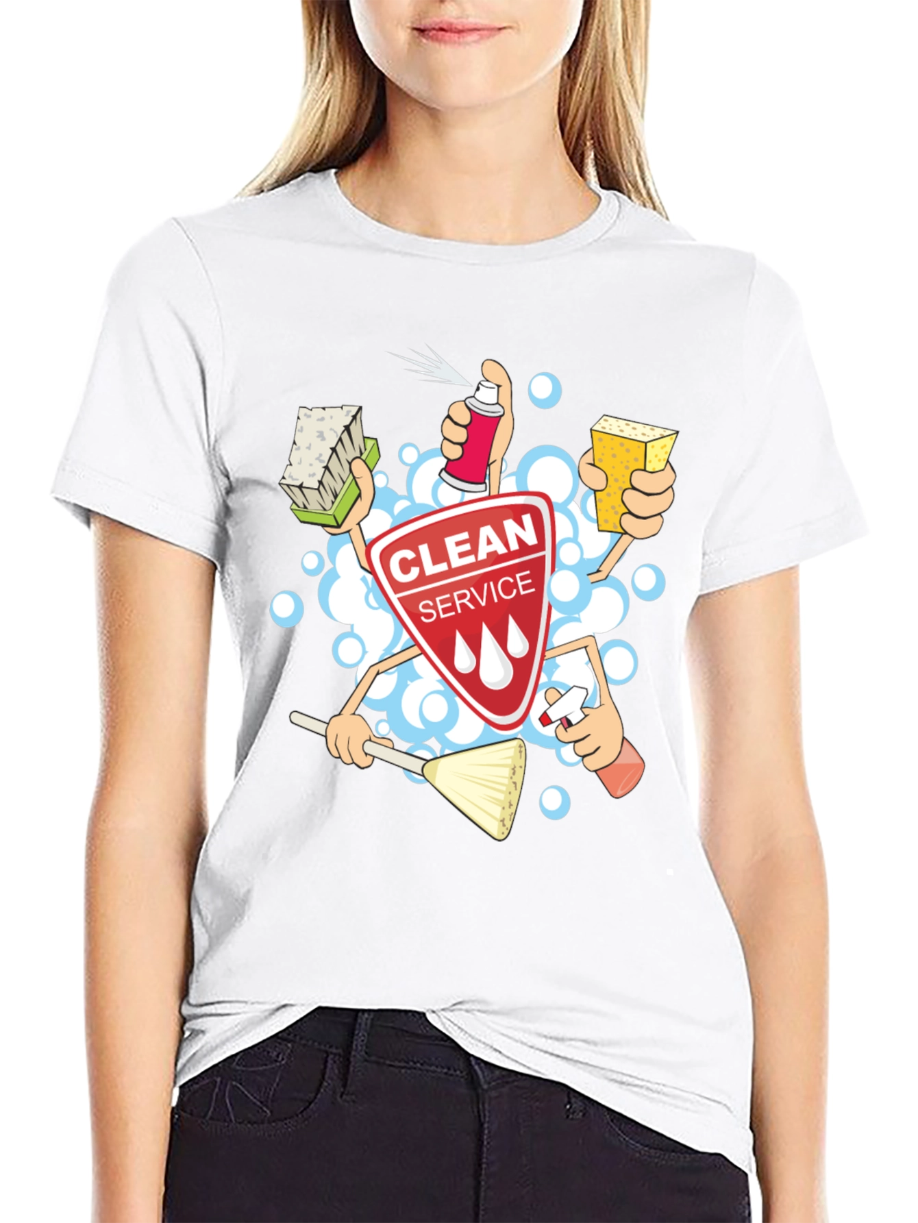 Clean Service T-Shirt - Cartoon Design