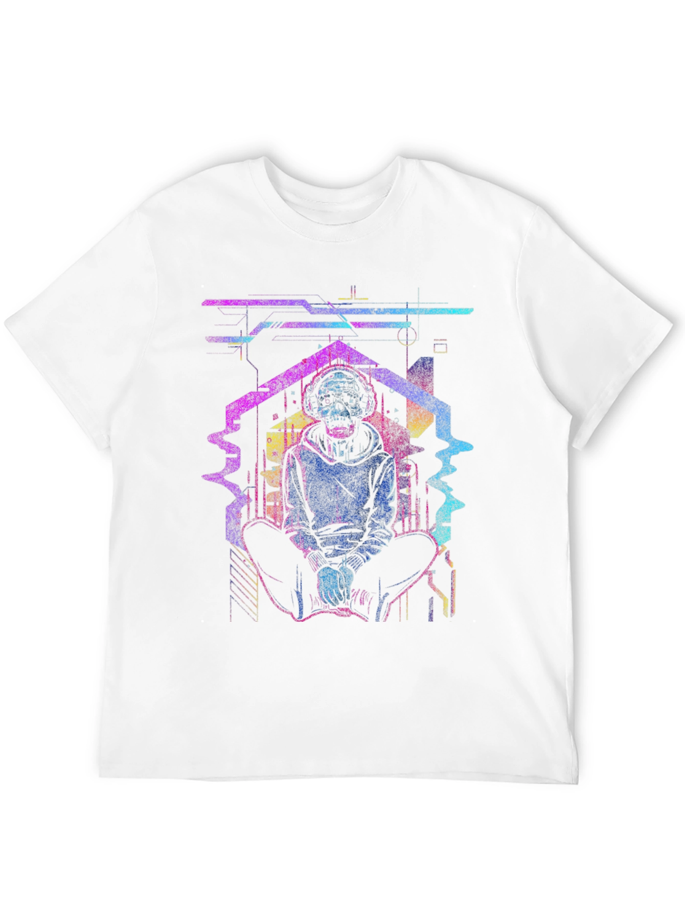 Cyberpunk Skull Graphic Tee - Black