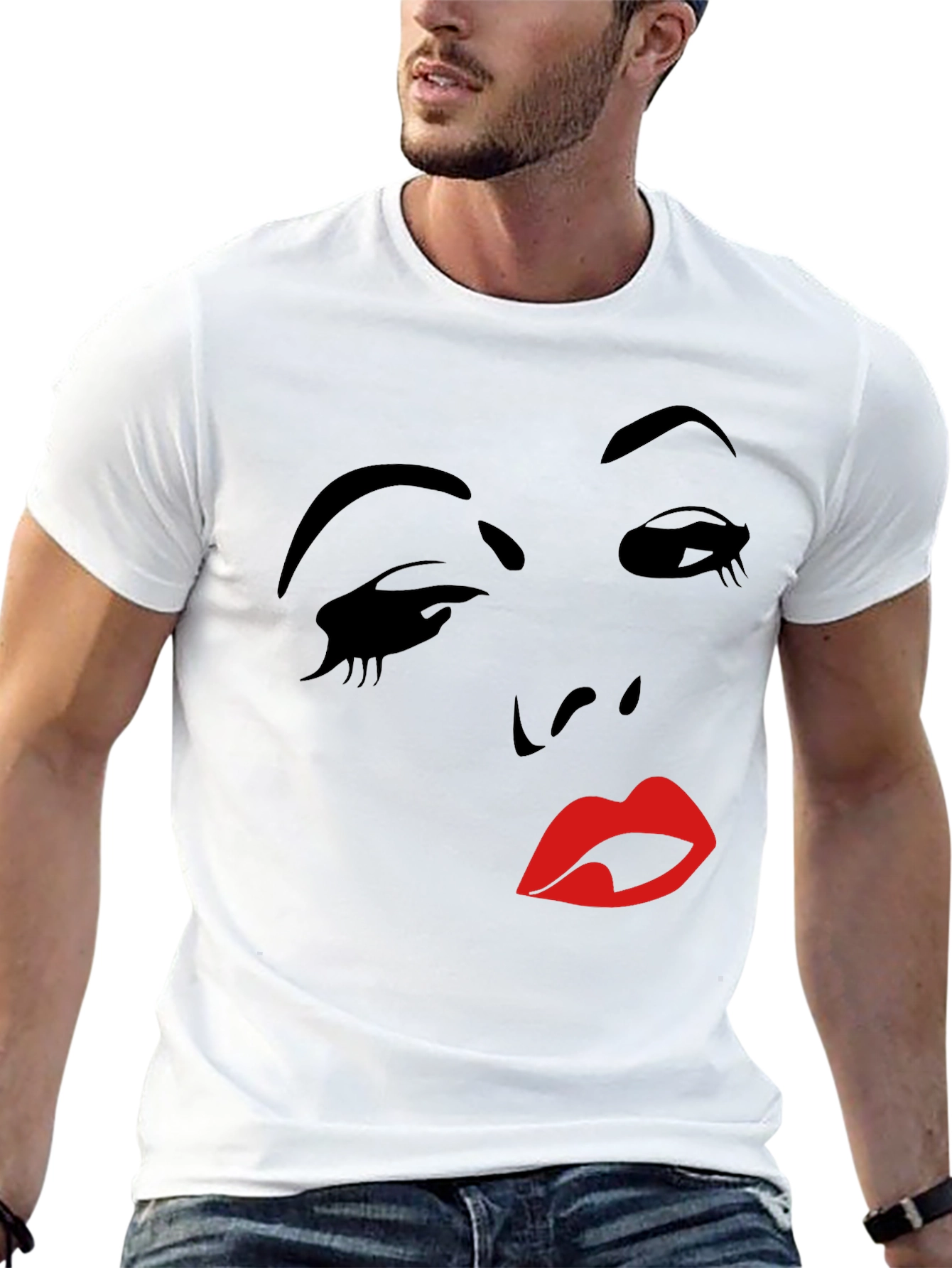 Silhouette Face Graphic T-Shirt - Black