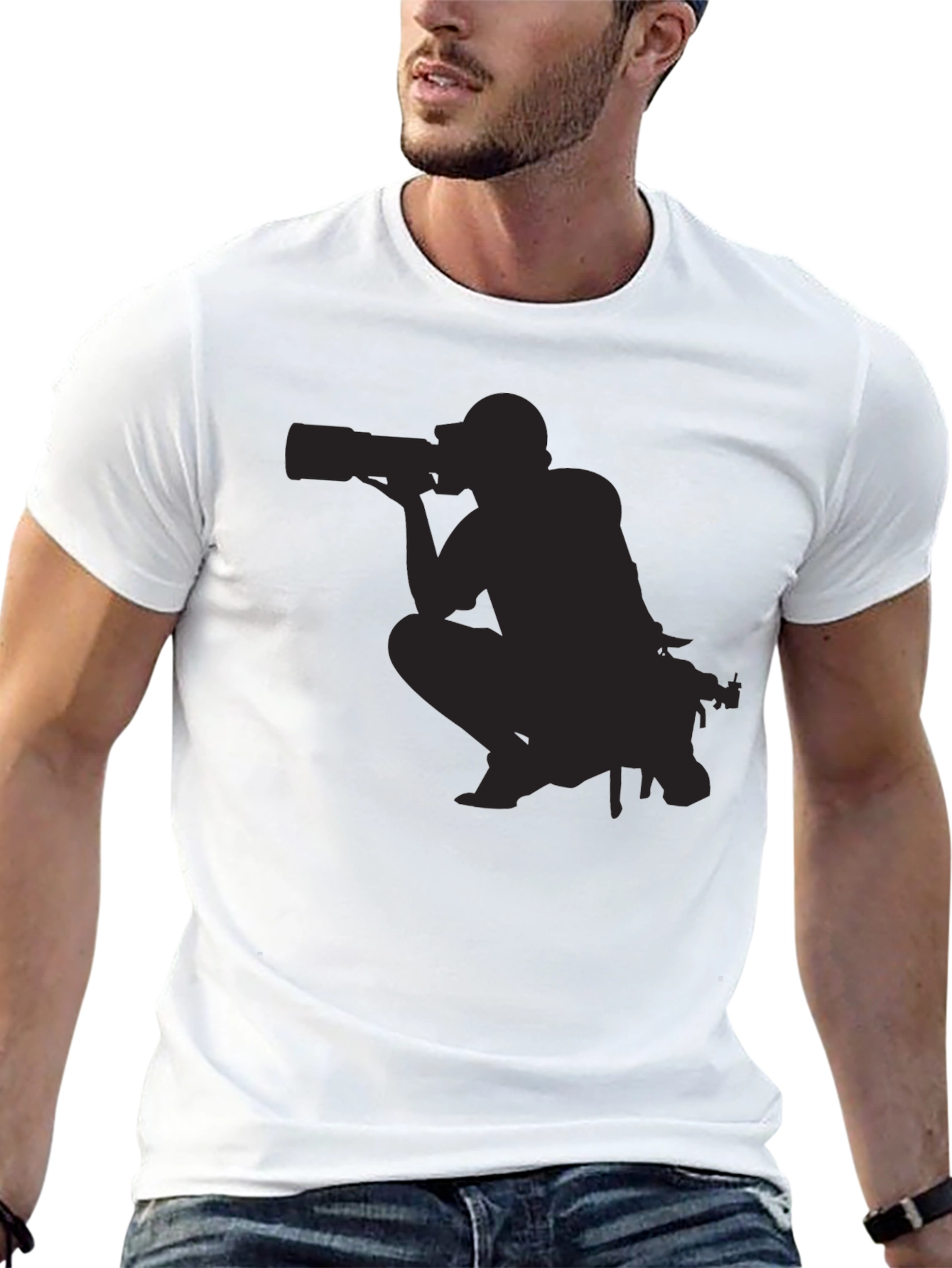 Photographer Silhouette Graphic Tee - Black