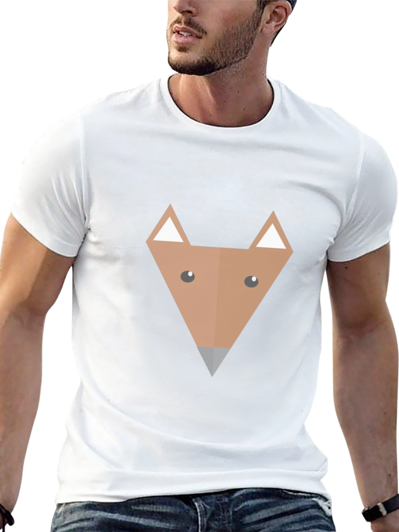 Geometric Fox Graphic Tee - Modern Mens T-Shirt