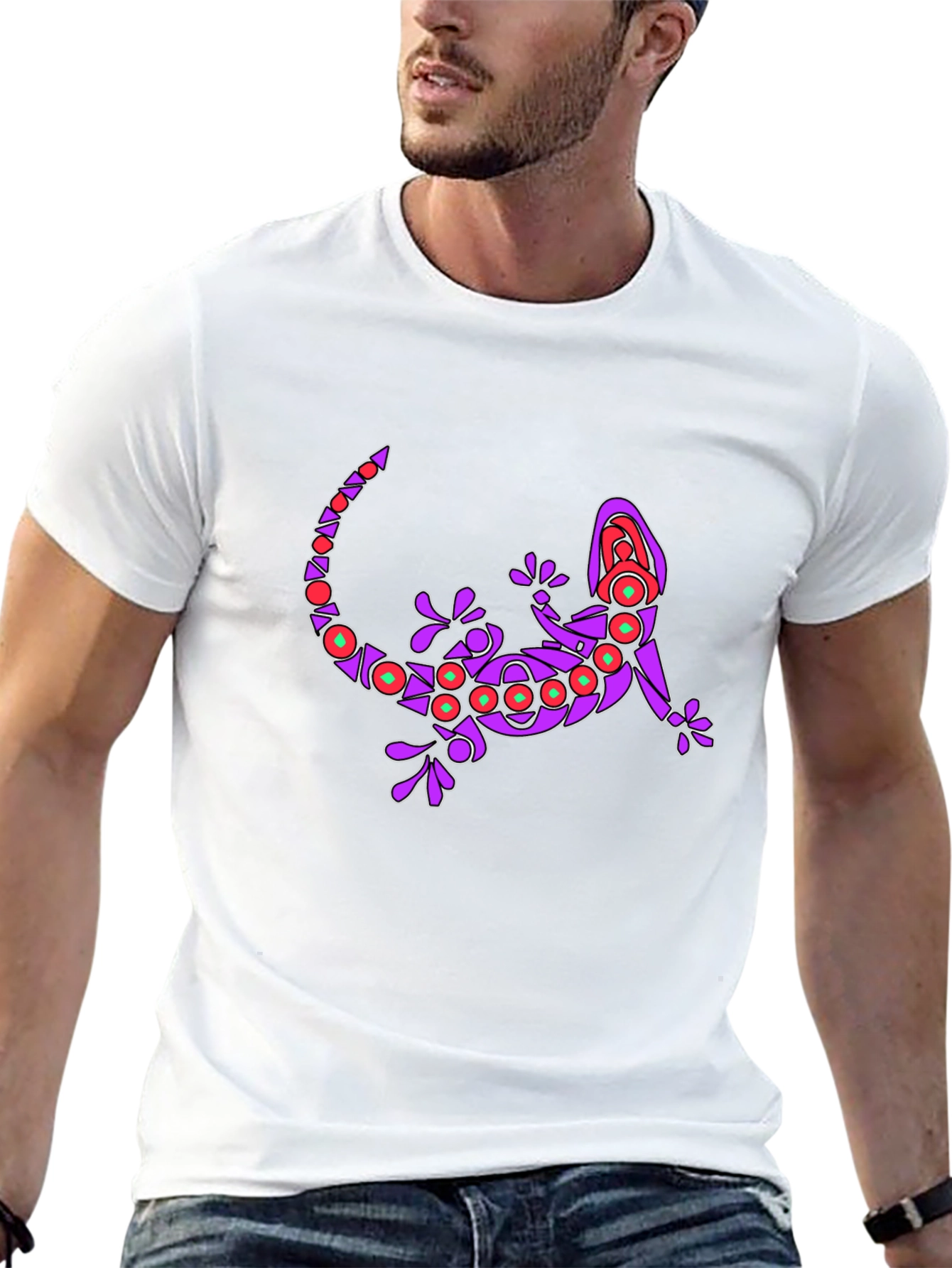 Lizard Graphic Print Crew Neck T-Shirt