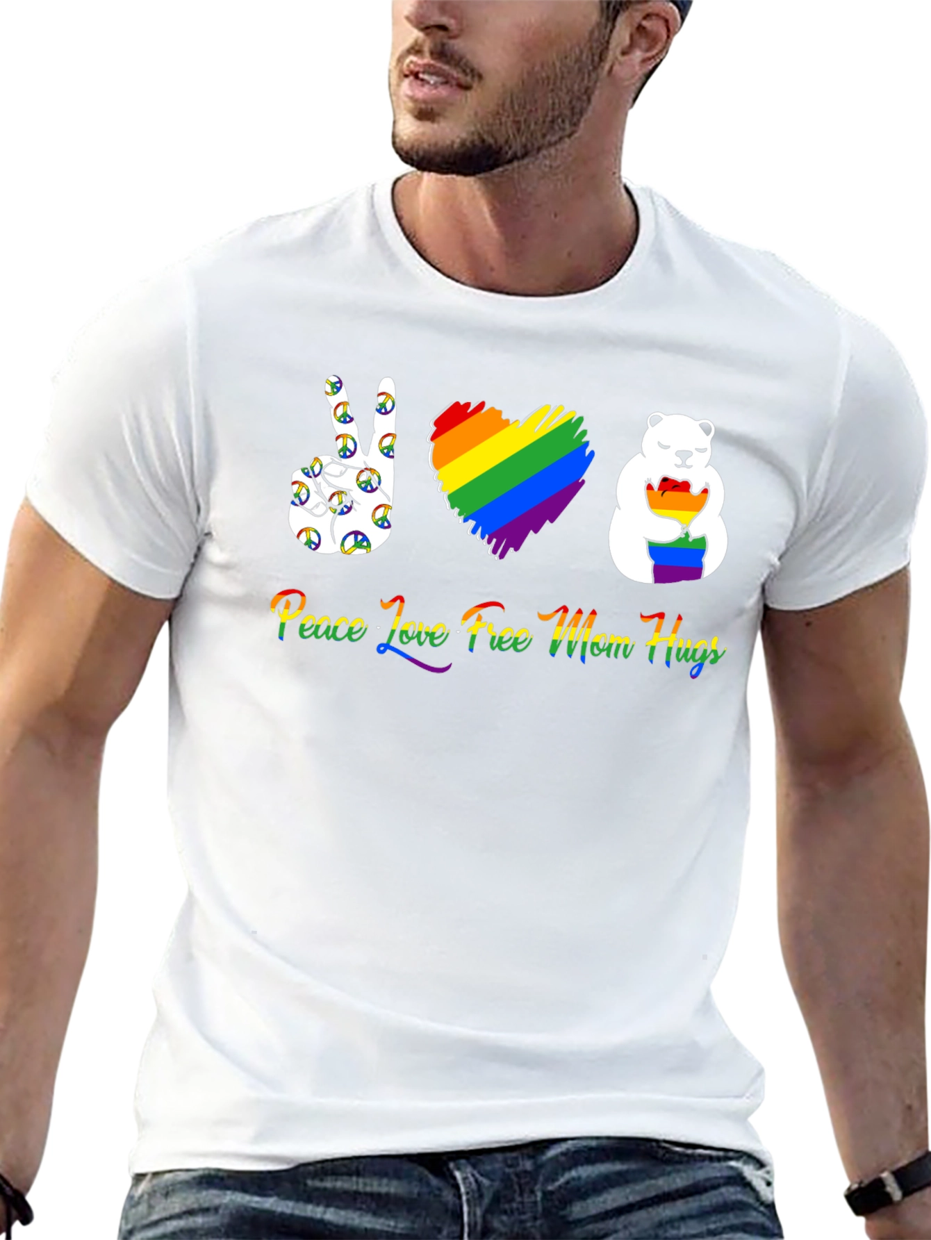 Peace Love Free Mom Hugs LGBT Pride T-Shirt