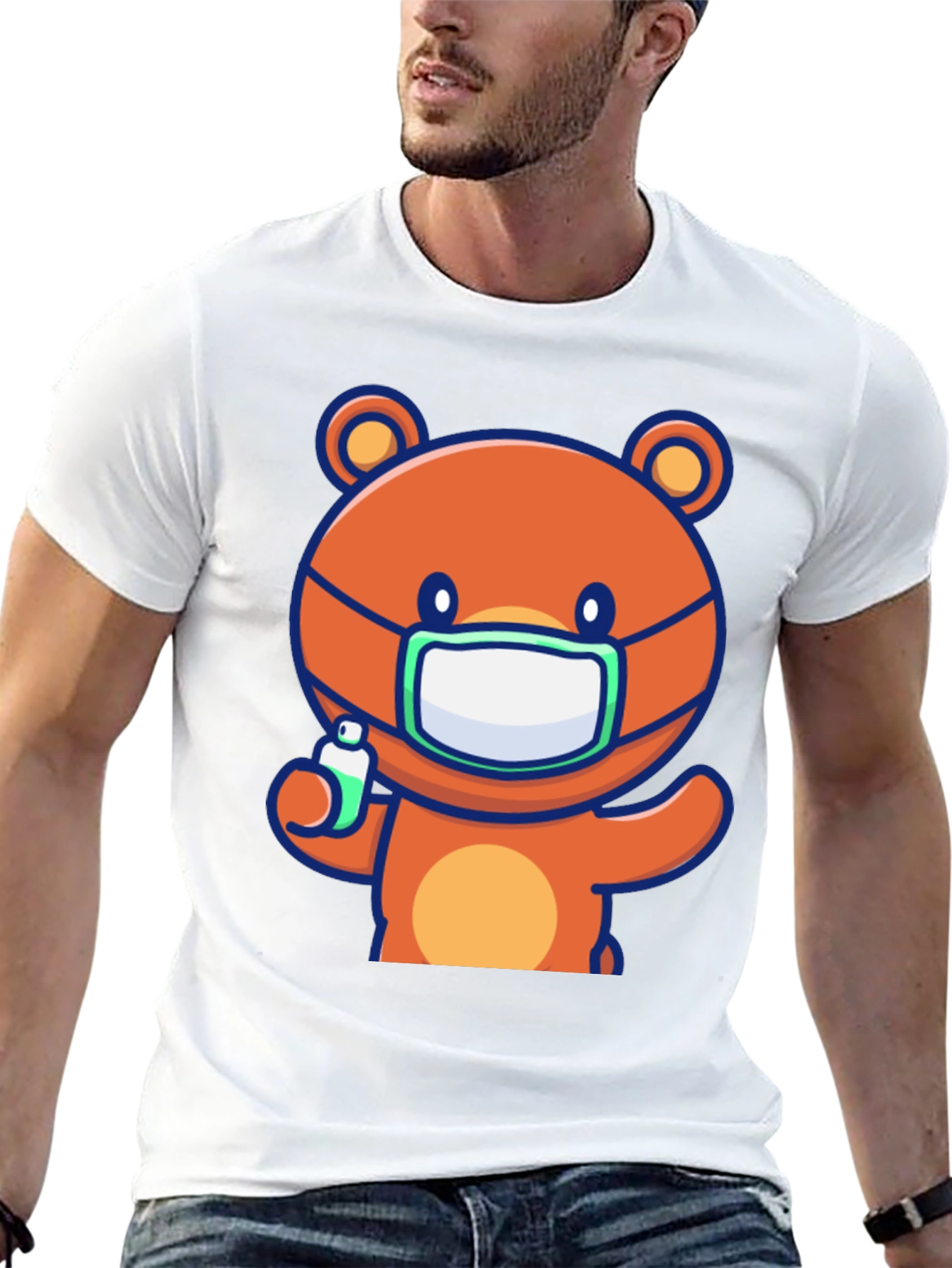 Cute Bear with Mask Graphic Tee