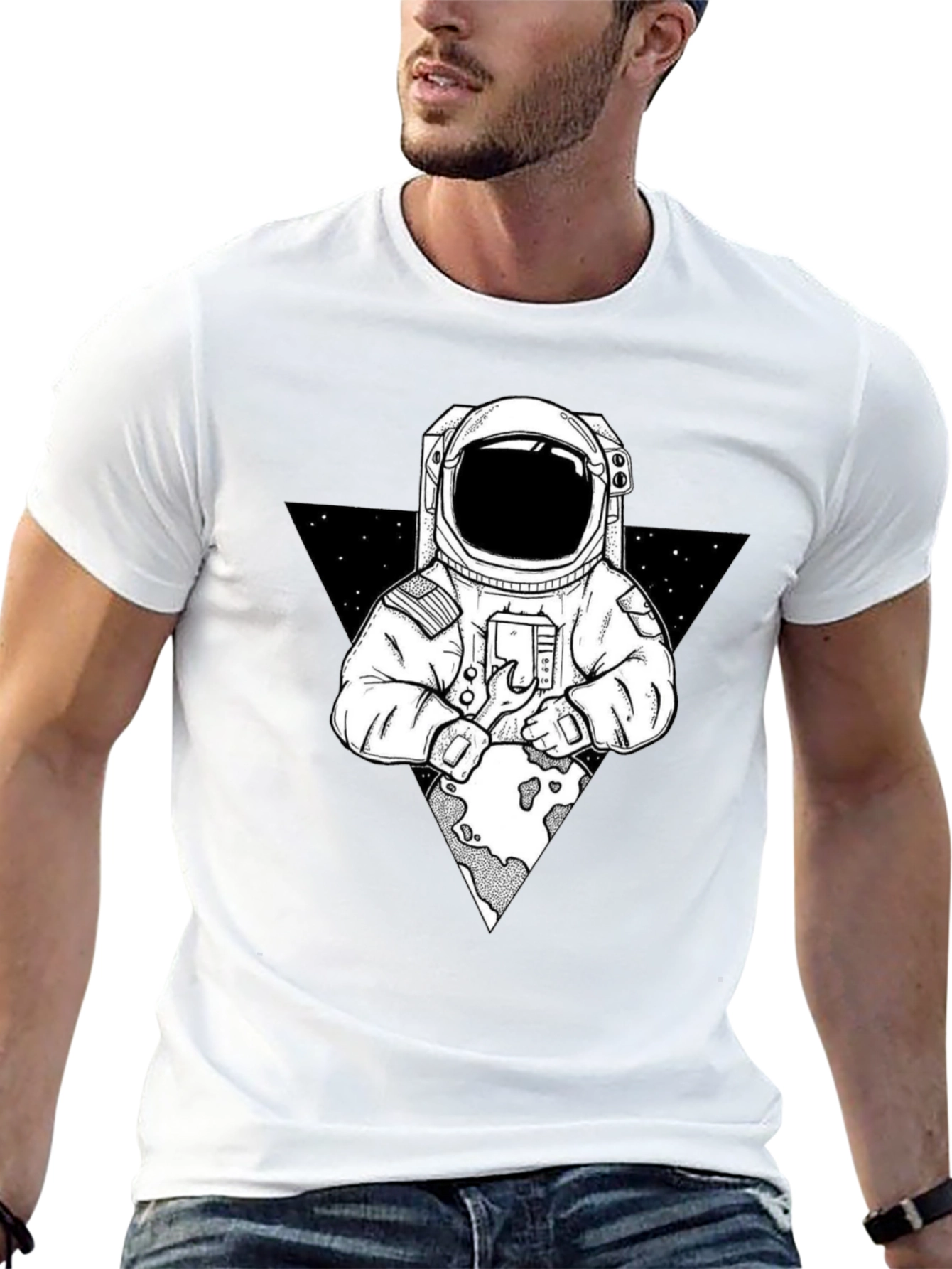 Astronaut Graphic Print T-Shirt - Space Exploration Tee