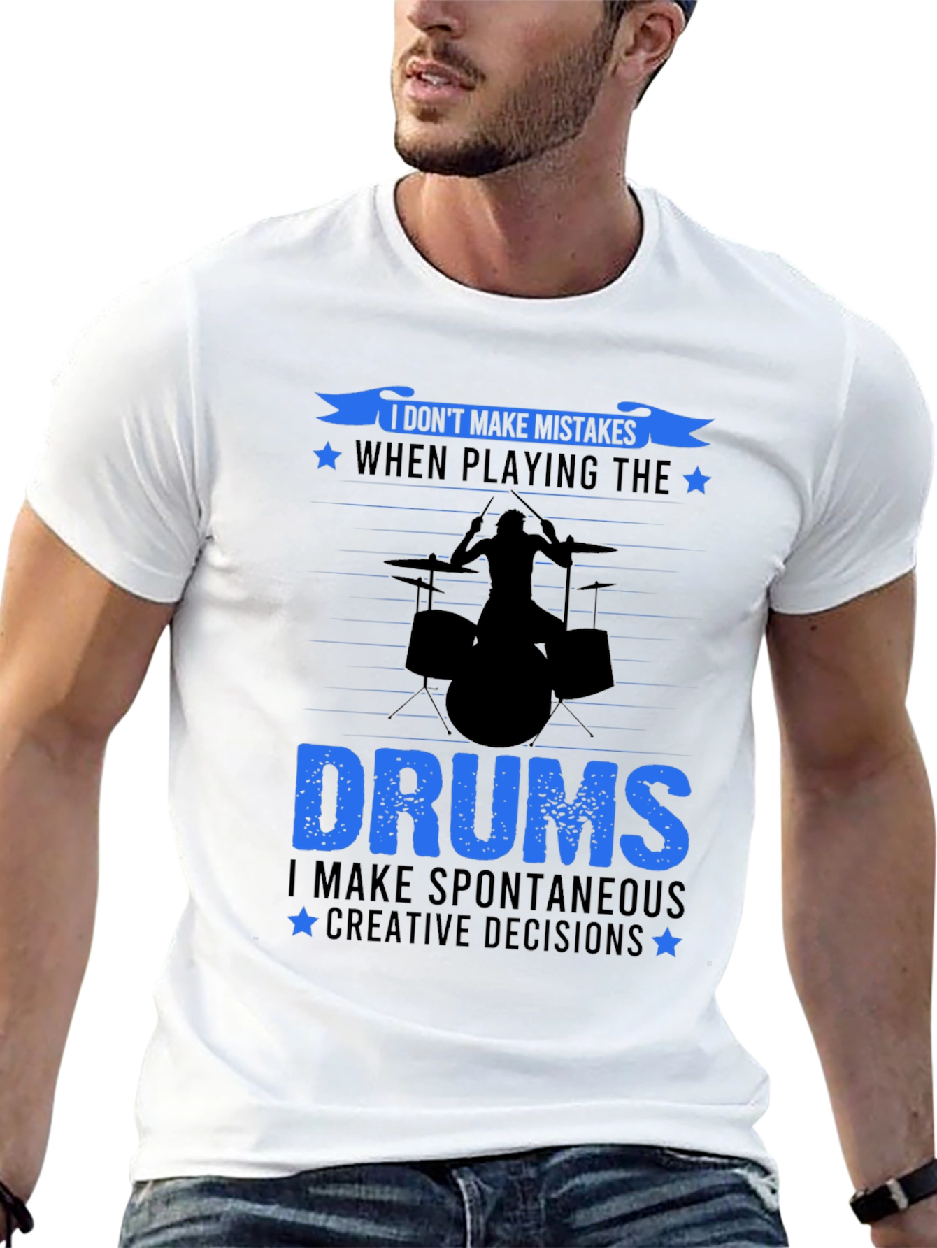 Drummer T-Shirt: I Dont Make Mistakes Drum Set Tee
