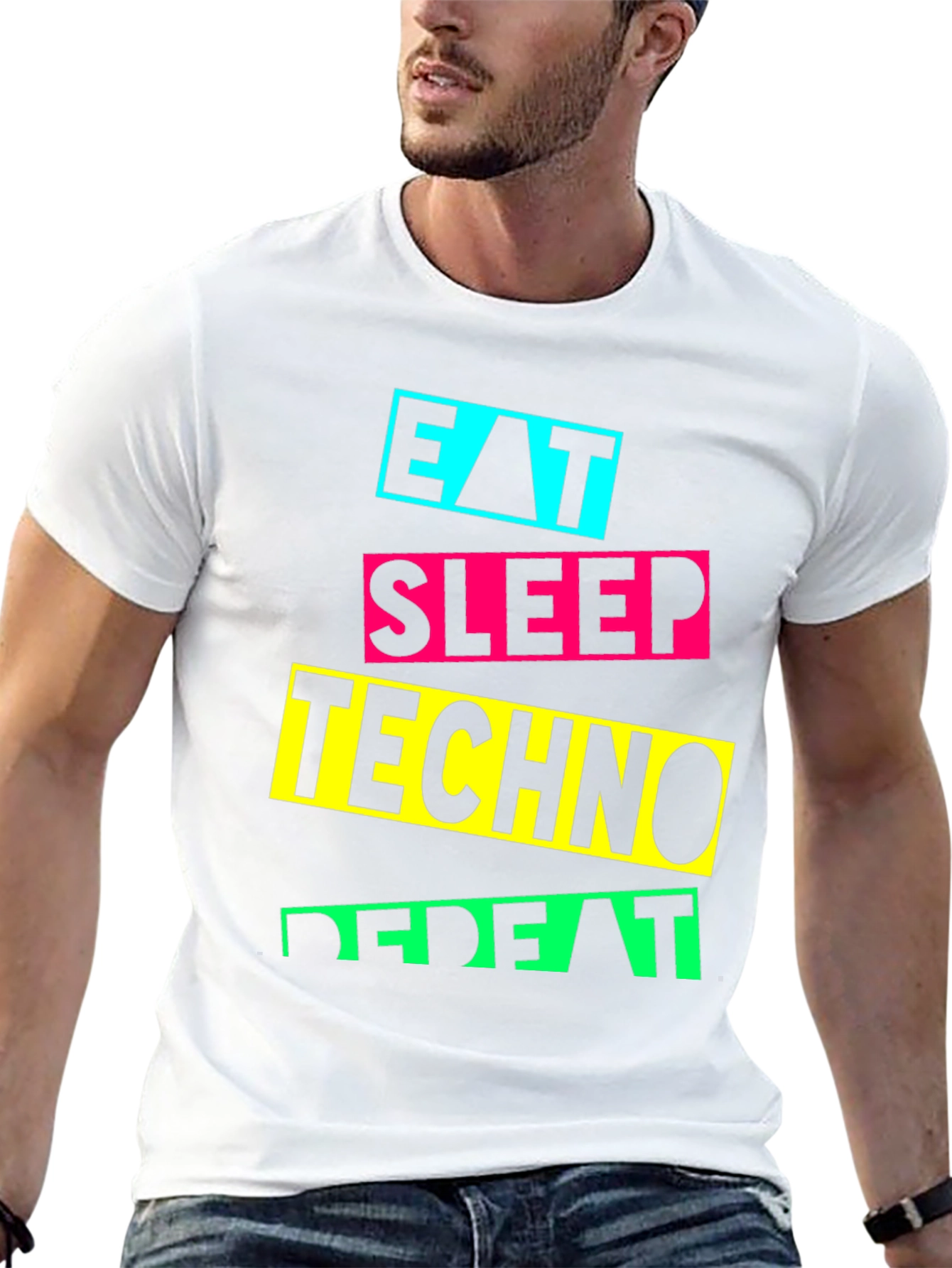 Eat Sleep Techno Repeat Graphic T-Shirt