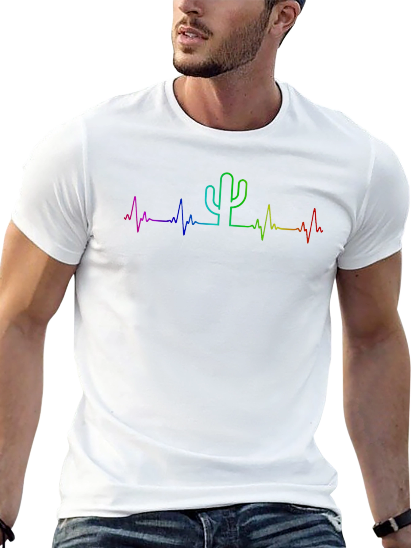 Rainbow Cactus Heartbeat Tee - Unisex