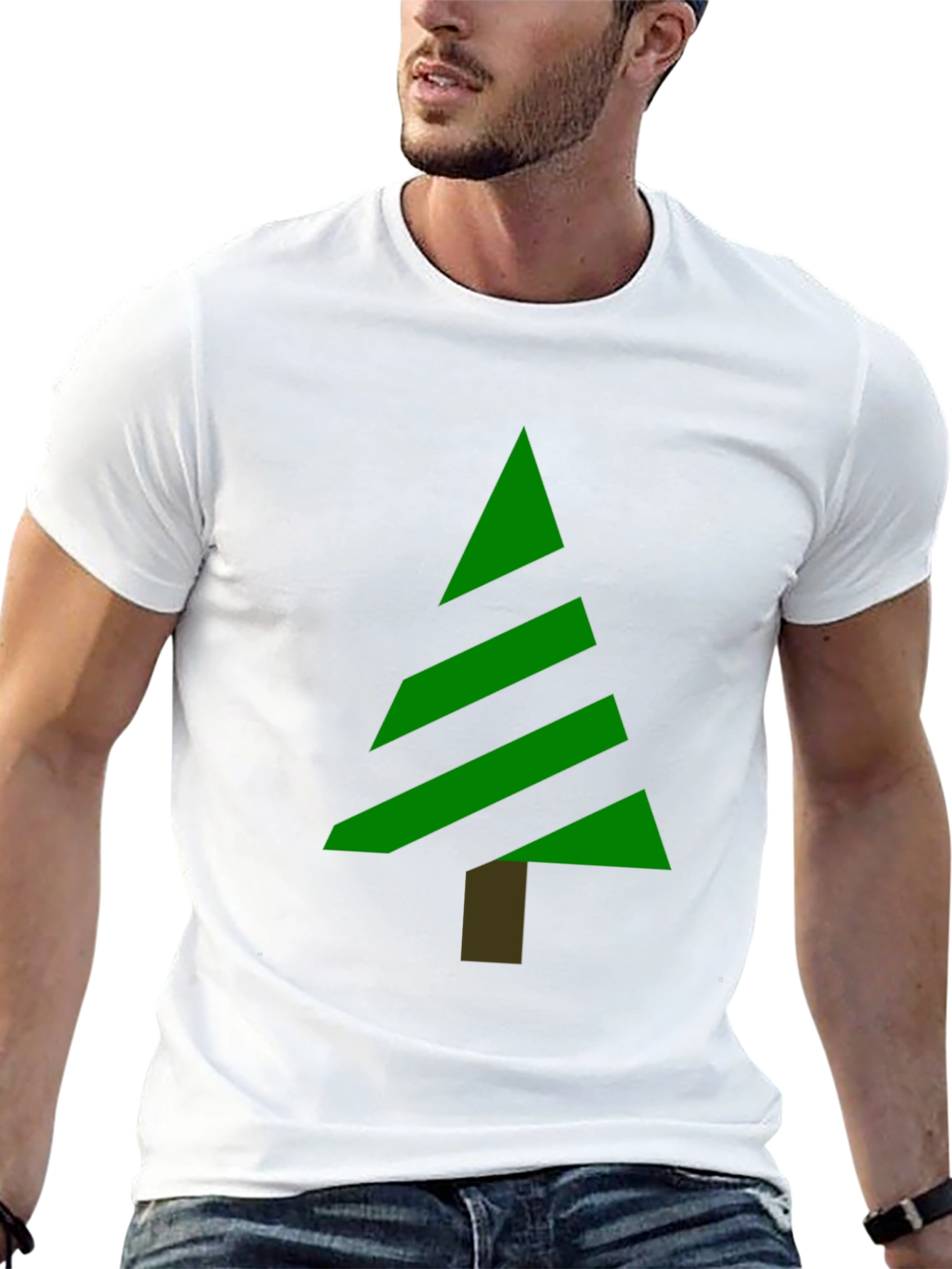 Modern Christmas Tree Graphic Tee - Black