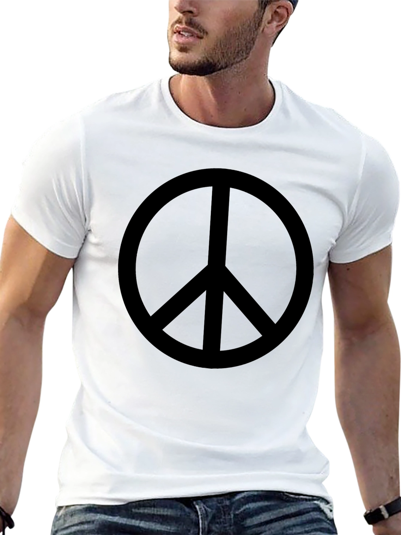 Black Peace Sign Graphic T-Shirt - Casual Cotton Tee