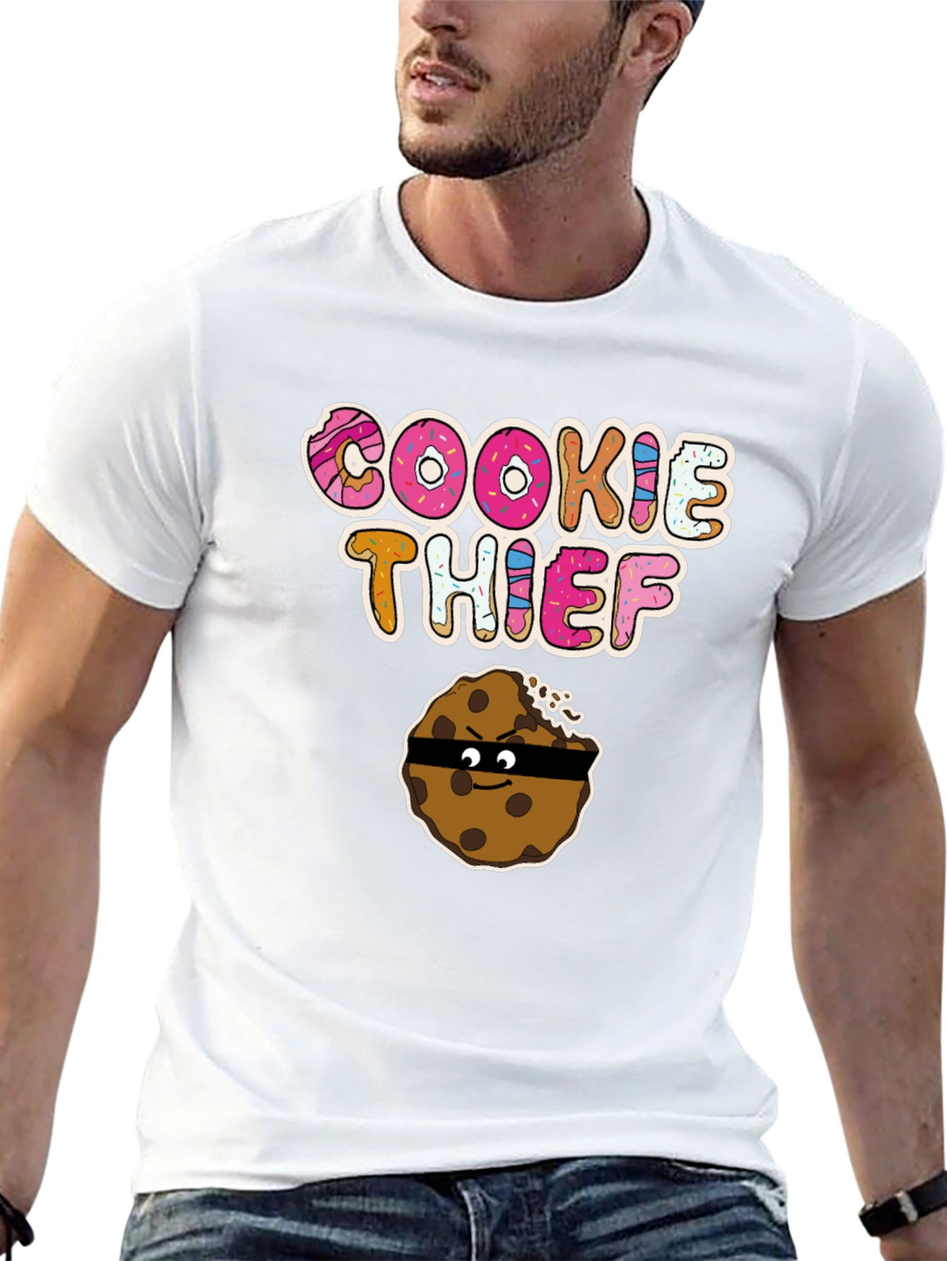 Cookie Thief Graphic Tee - Funny Cartoon Cookie Shirt