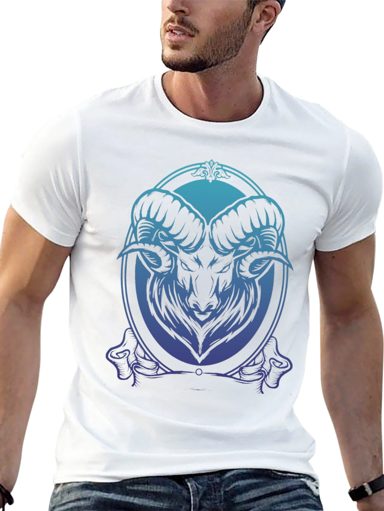 Ram Graphic Tee - Gradient Blue Black