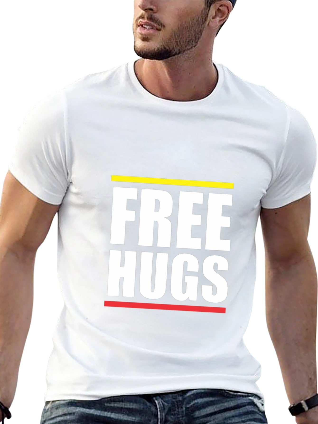 Free Hugs Graphic Tee - Black Cotton Comfort