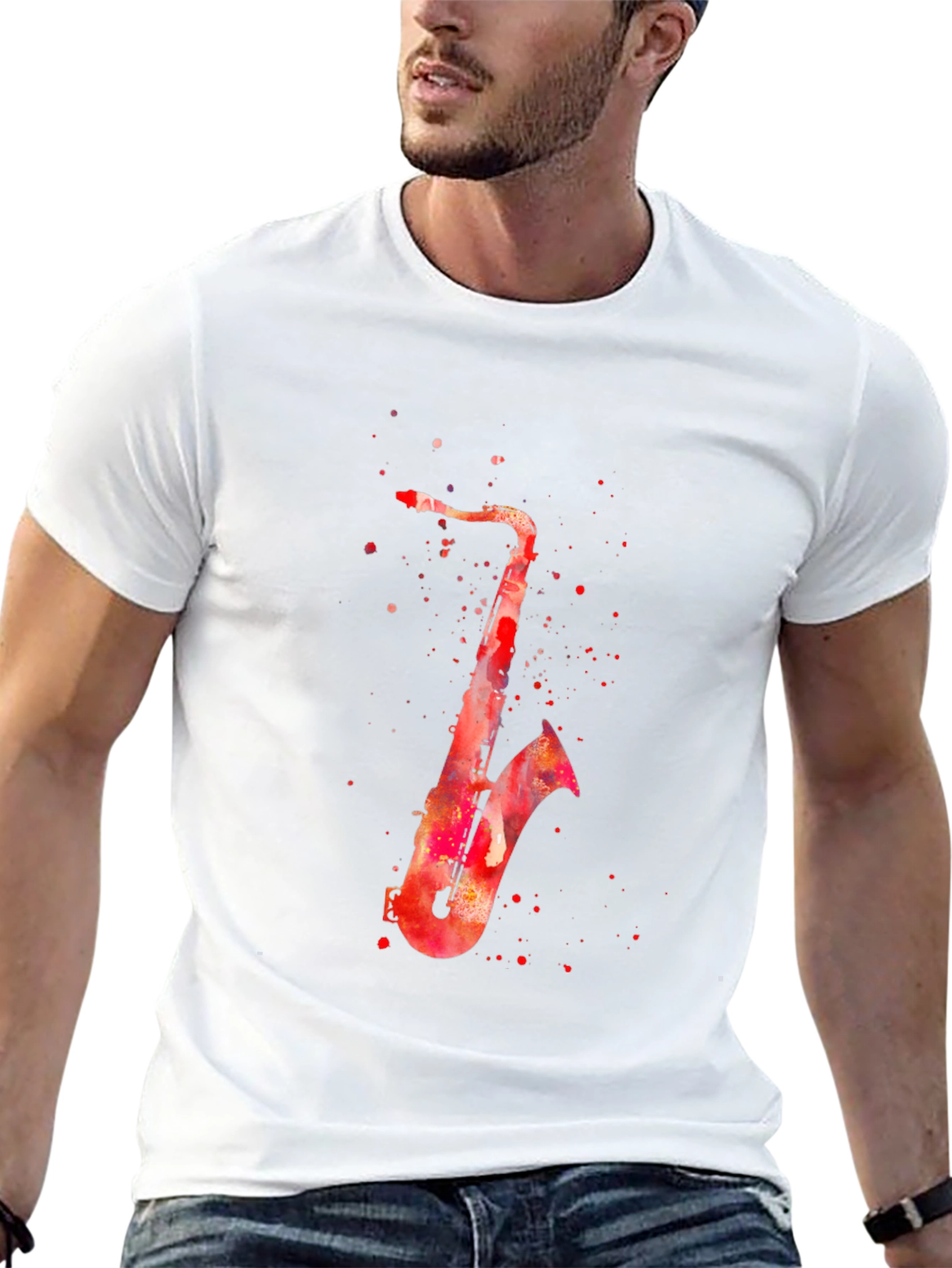 Saxophone Watercolor Graphic T-Shirt