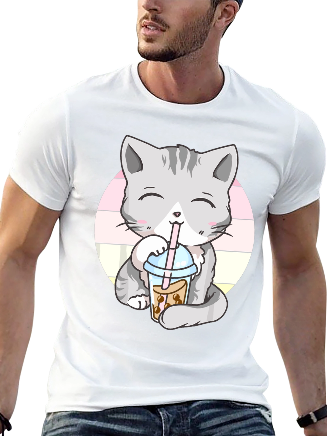 Kawaii Cat Boba Tea Graphic Tee