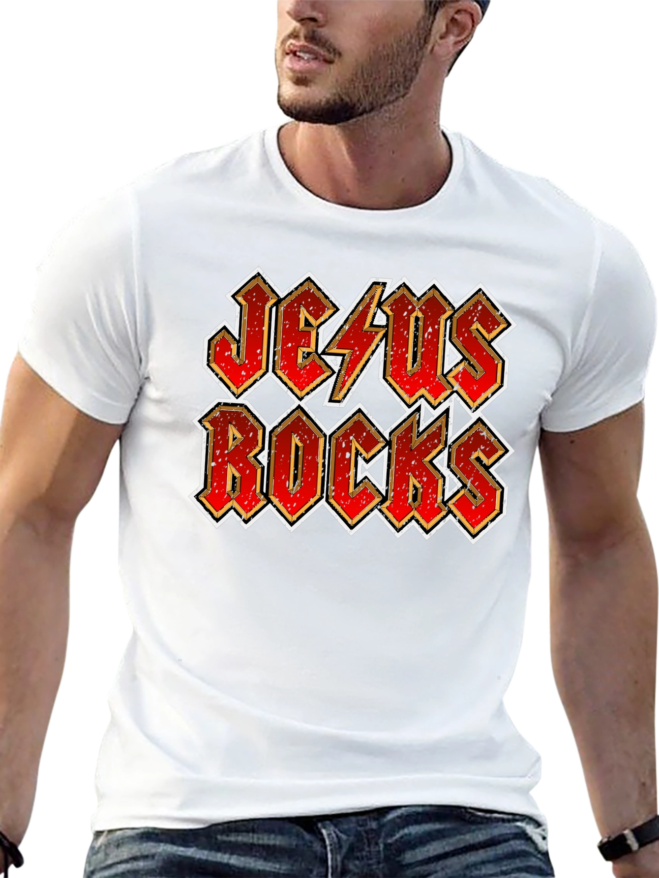 Jesus Rocks Graphic Tee - Christian Rock Music T-Shirt