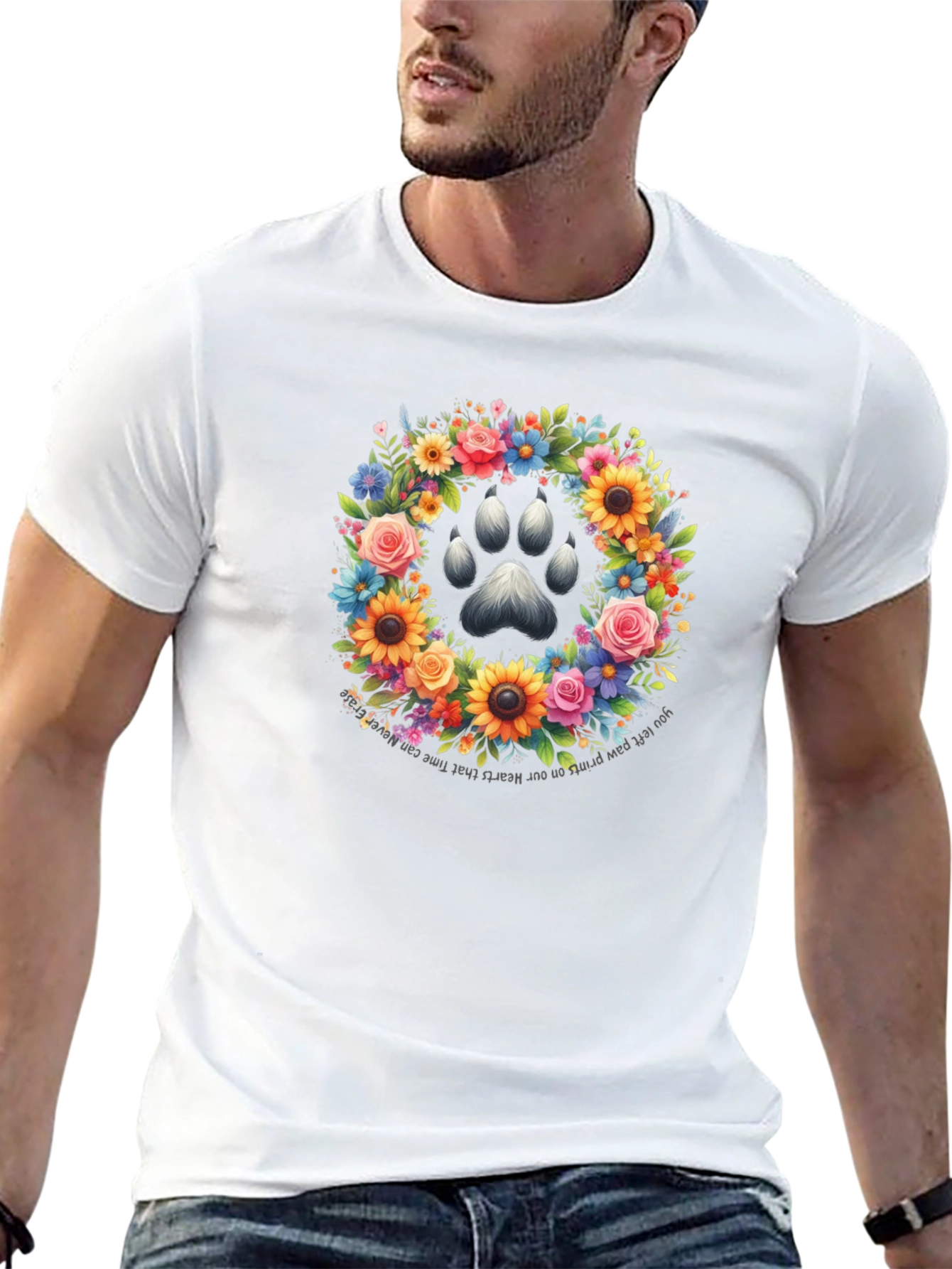 Floral Paw Print Memorial T-Shirt