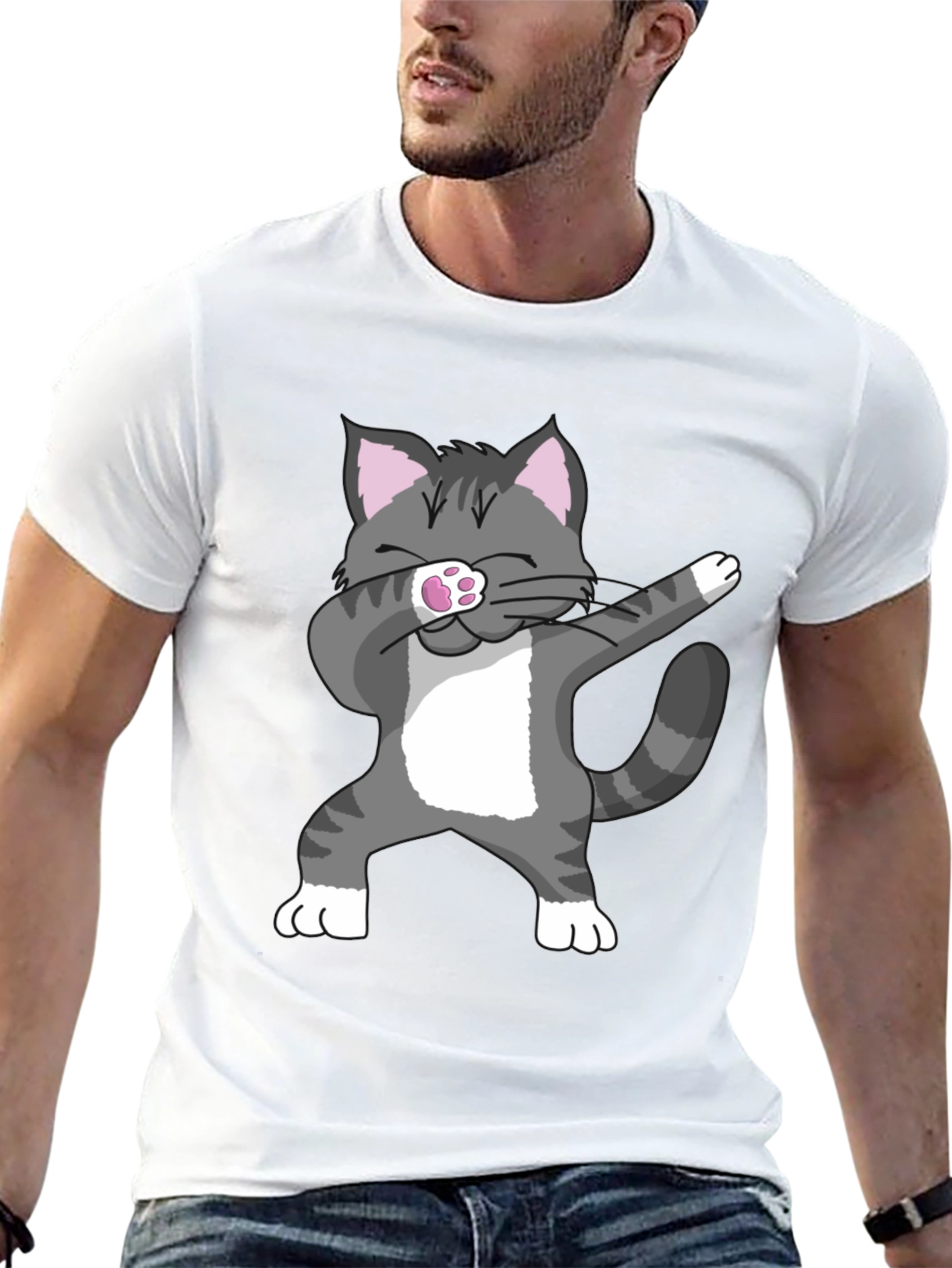 Dabbing Cat Graphic Tee - Black