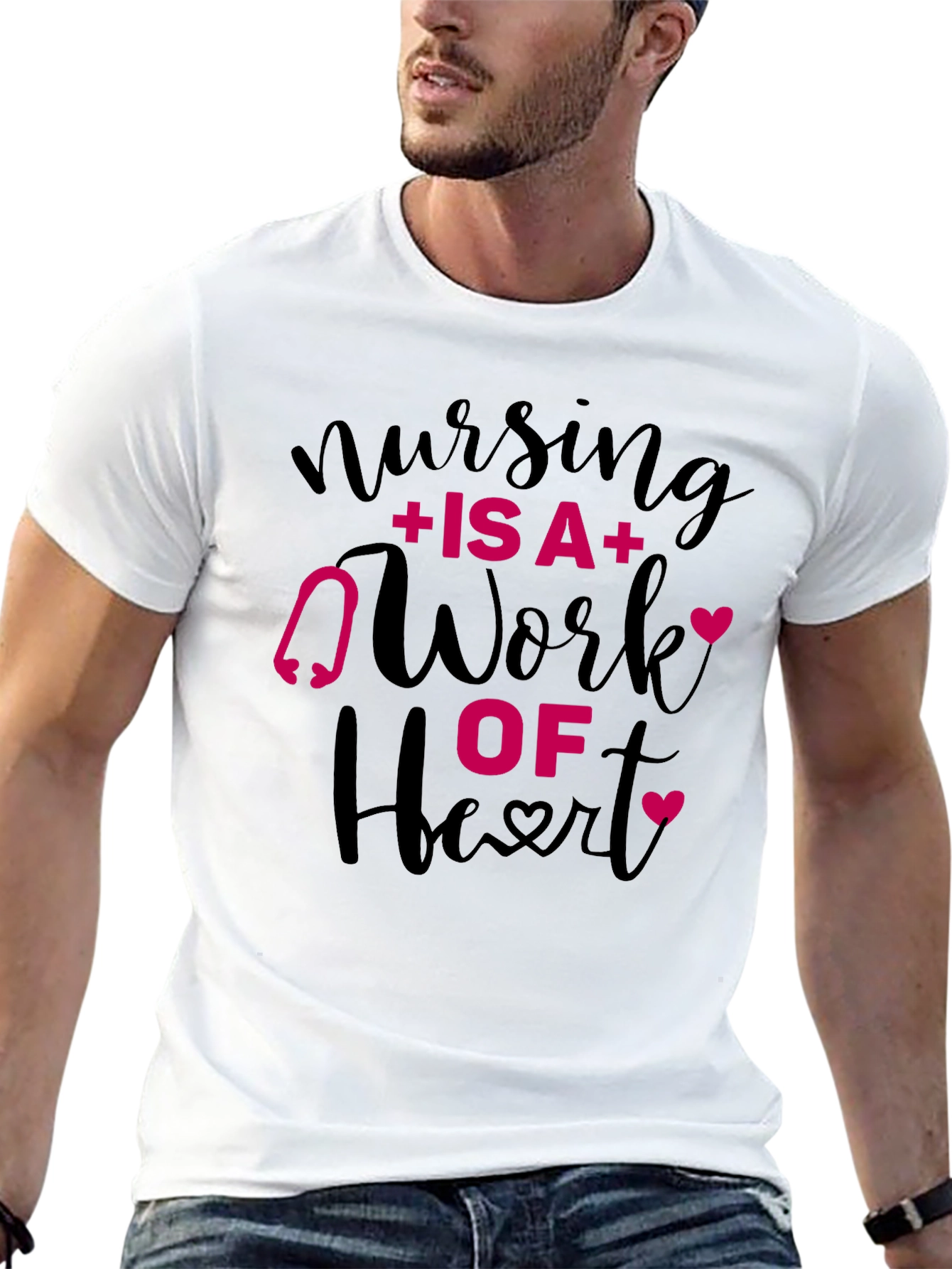 Nursing Is A Work Of Heart Graphic Tee