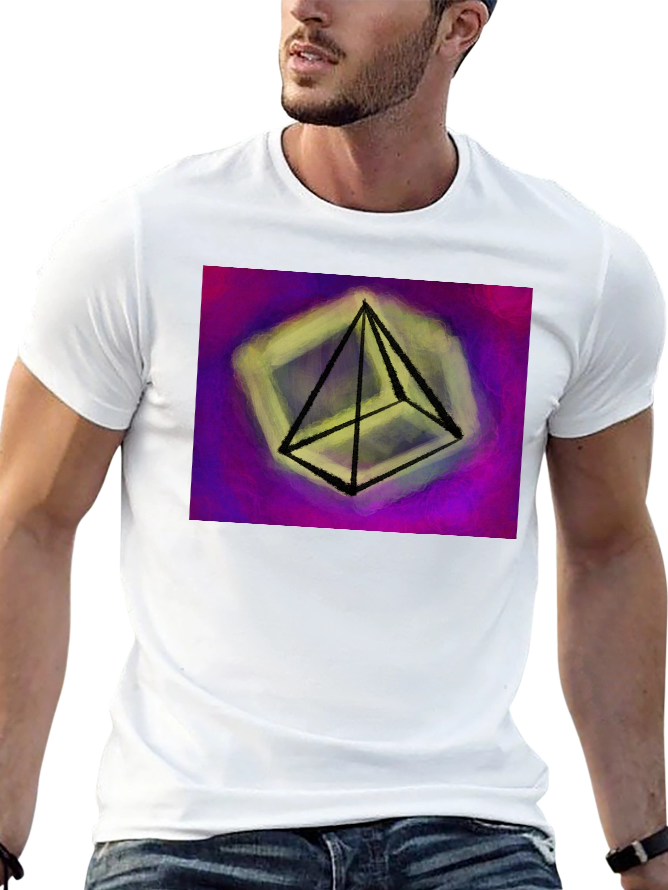 Abstract Pyramid Graphic Tee - Black