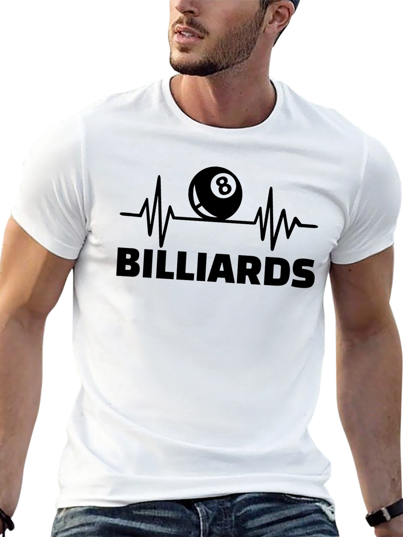 Billiards Eight Ball Heartbeat Graphic Tee