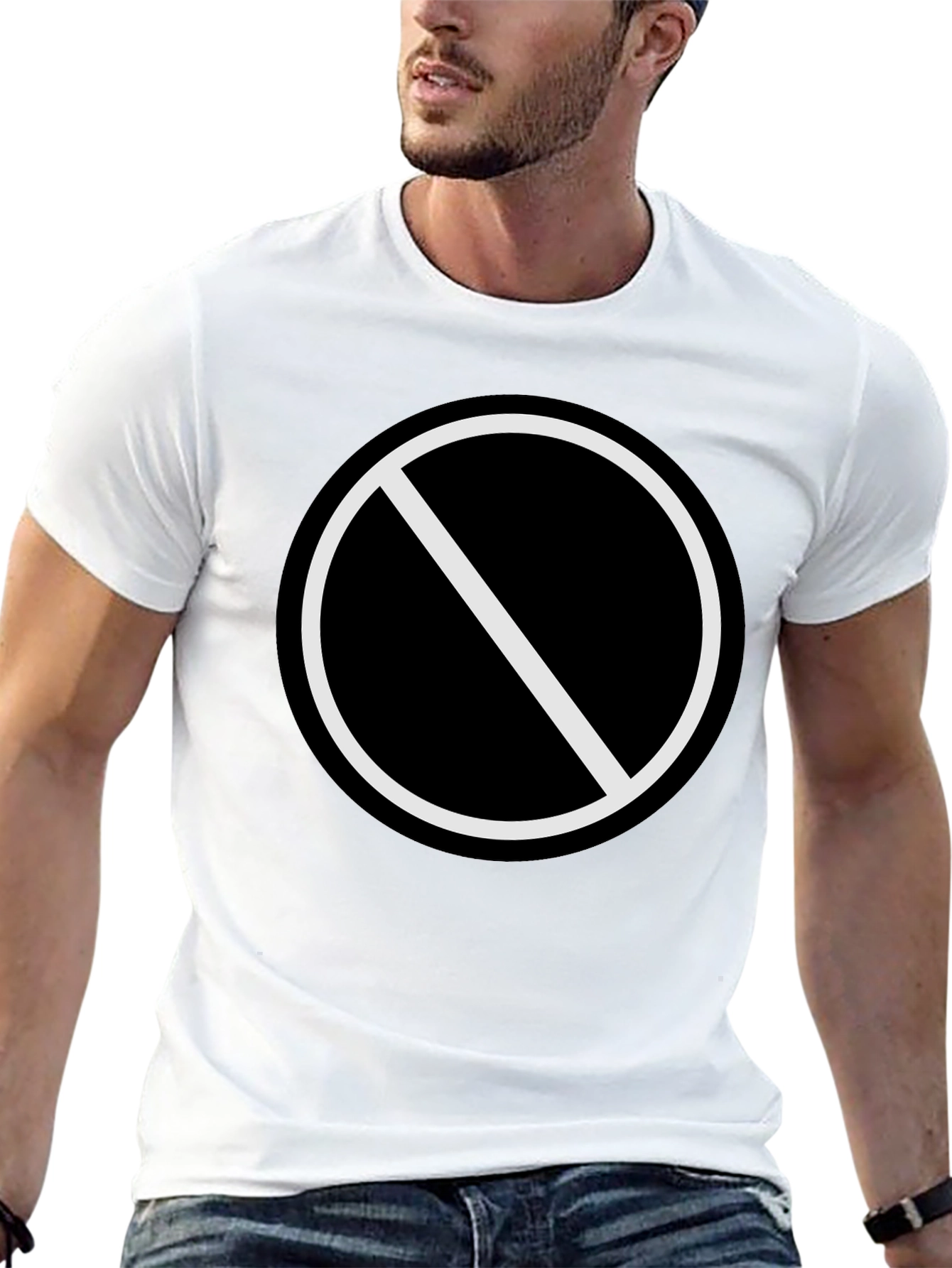 Black T-Shirt with No Symbol Graphic Print