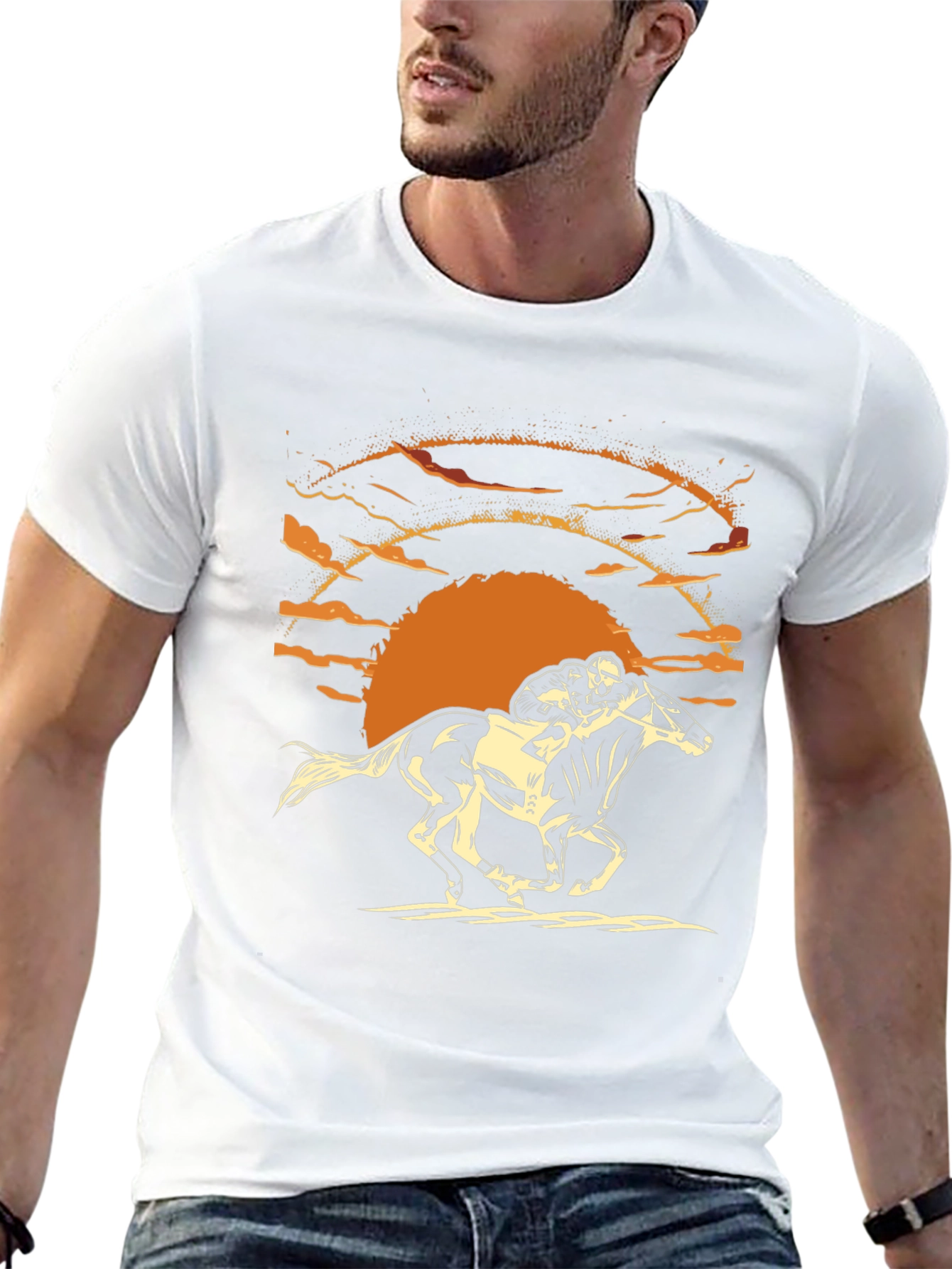 Horse Racing Sunset Graphic Tee