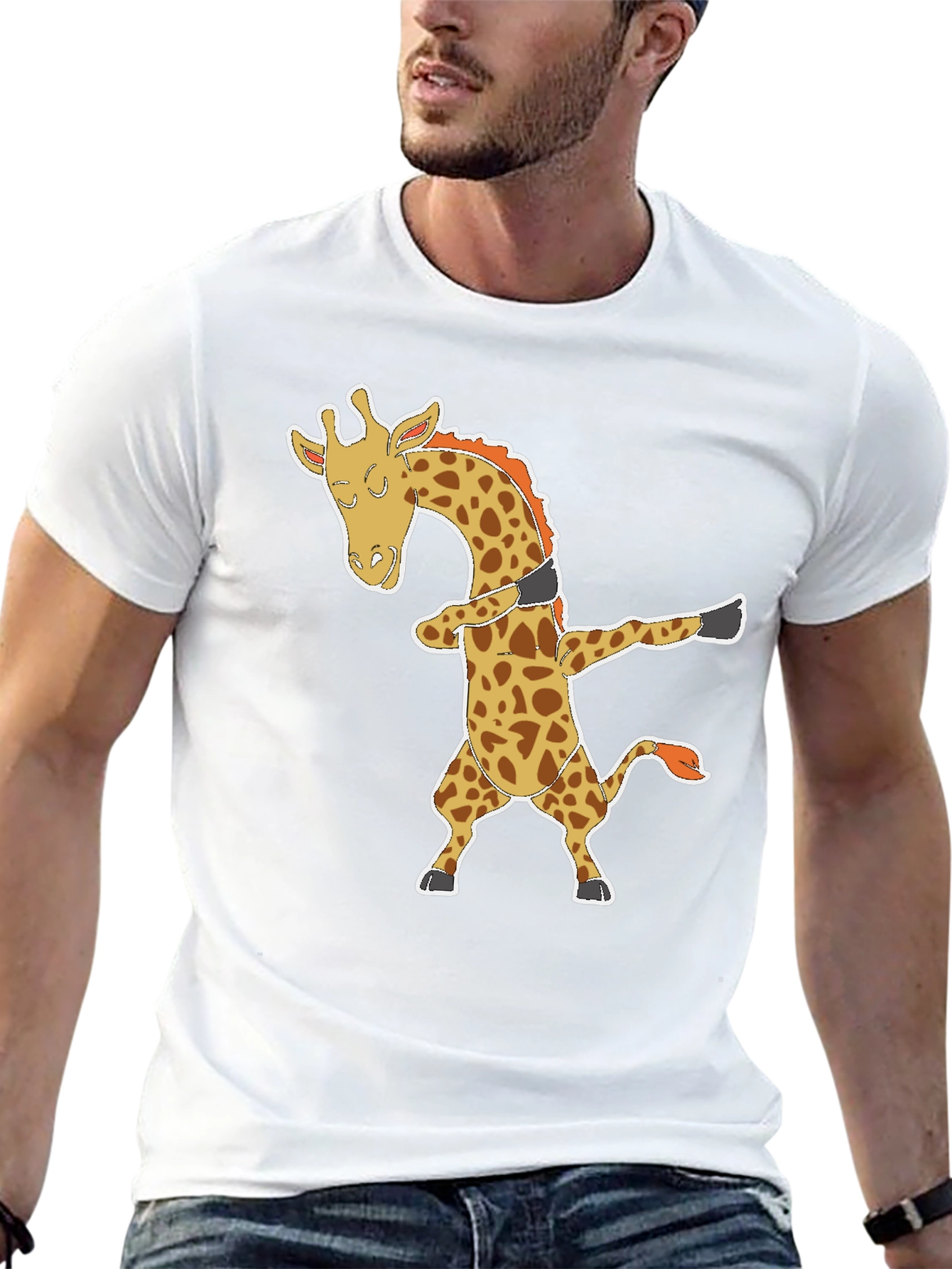 Dabbing Giraffe Graphic Tee - Black