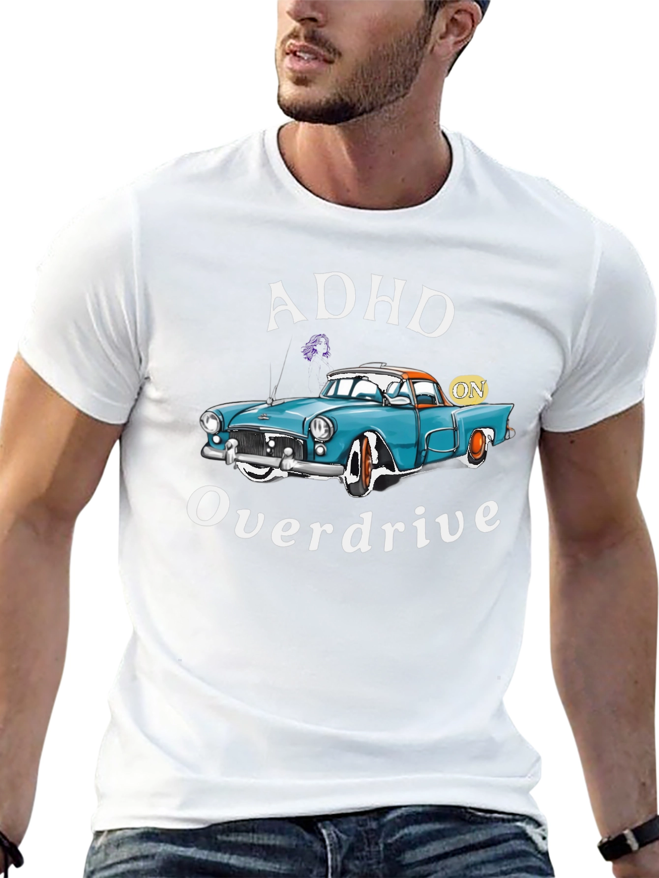 ADHD Overdrive T-Shirt - Classic Car Design