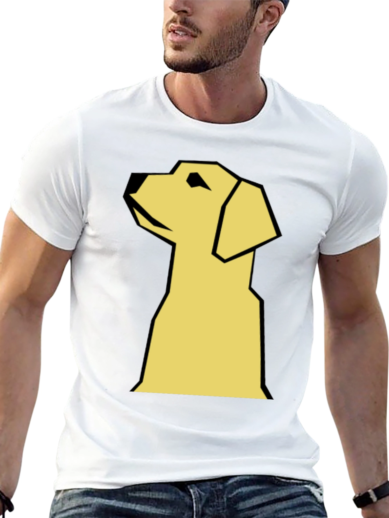 Geometric Dog Graphic T-Shirt - Modern Style