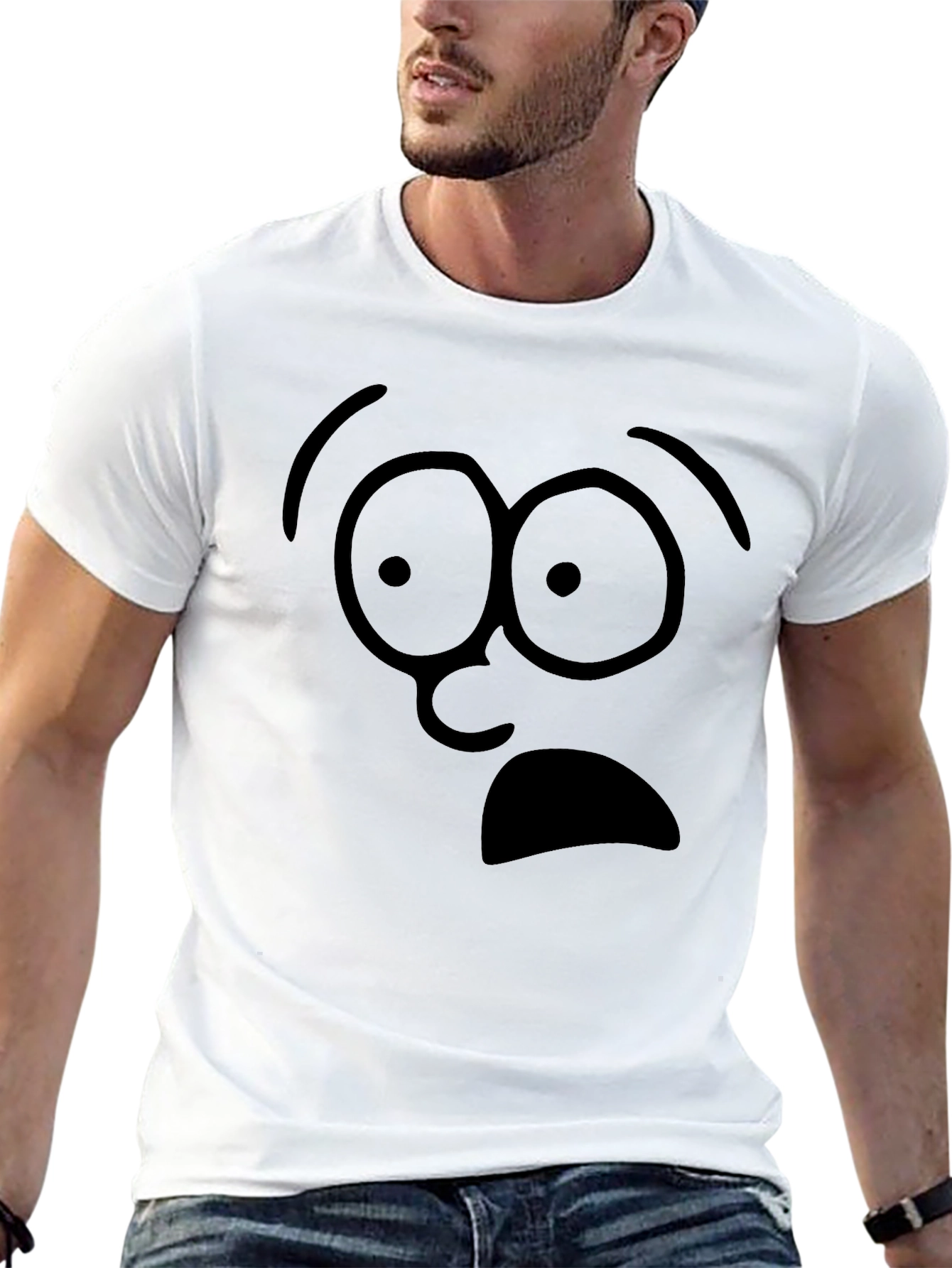 Shocked Face Graphic Tee - Black Cotton T-Shirt