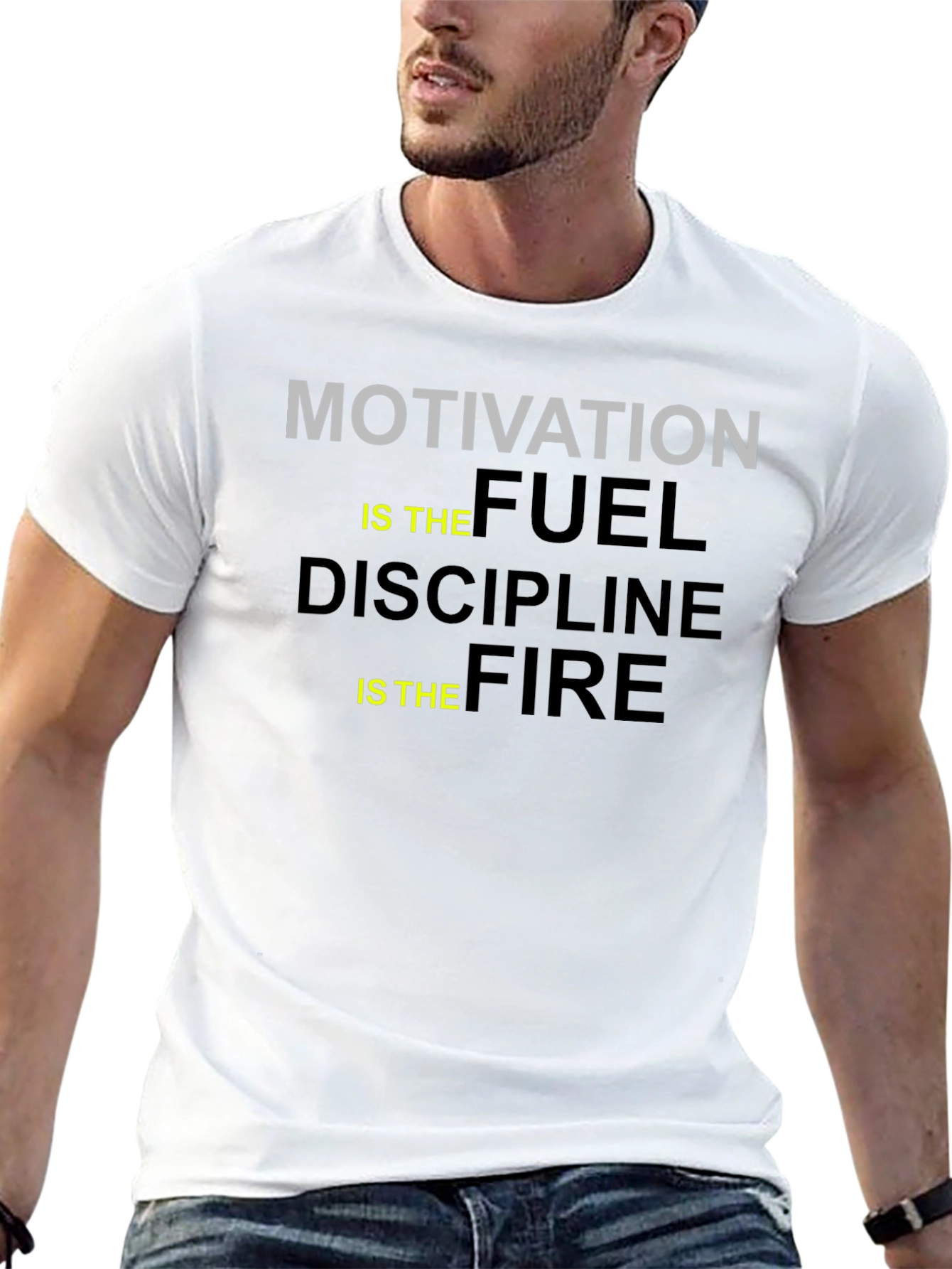 Motivation Fuel Discipline Fire Black Graphic Tee