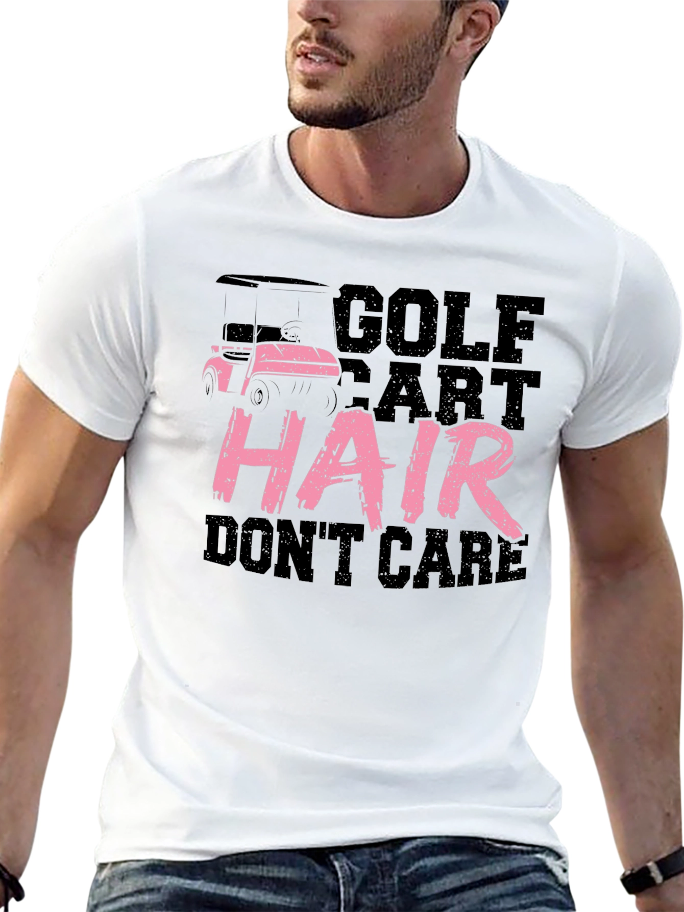 Golf Cart Hair Dont Care Tee - Black Cotton