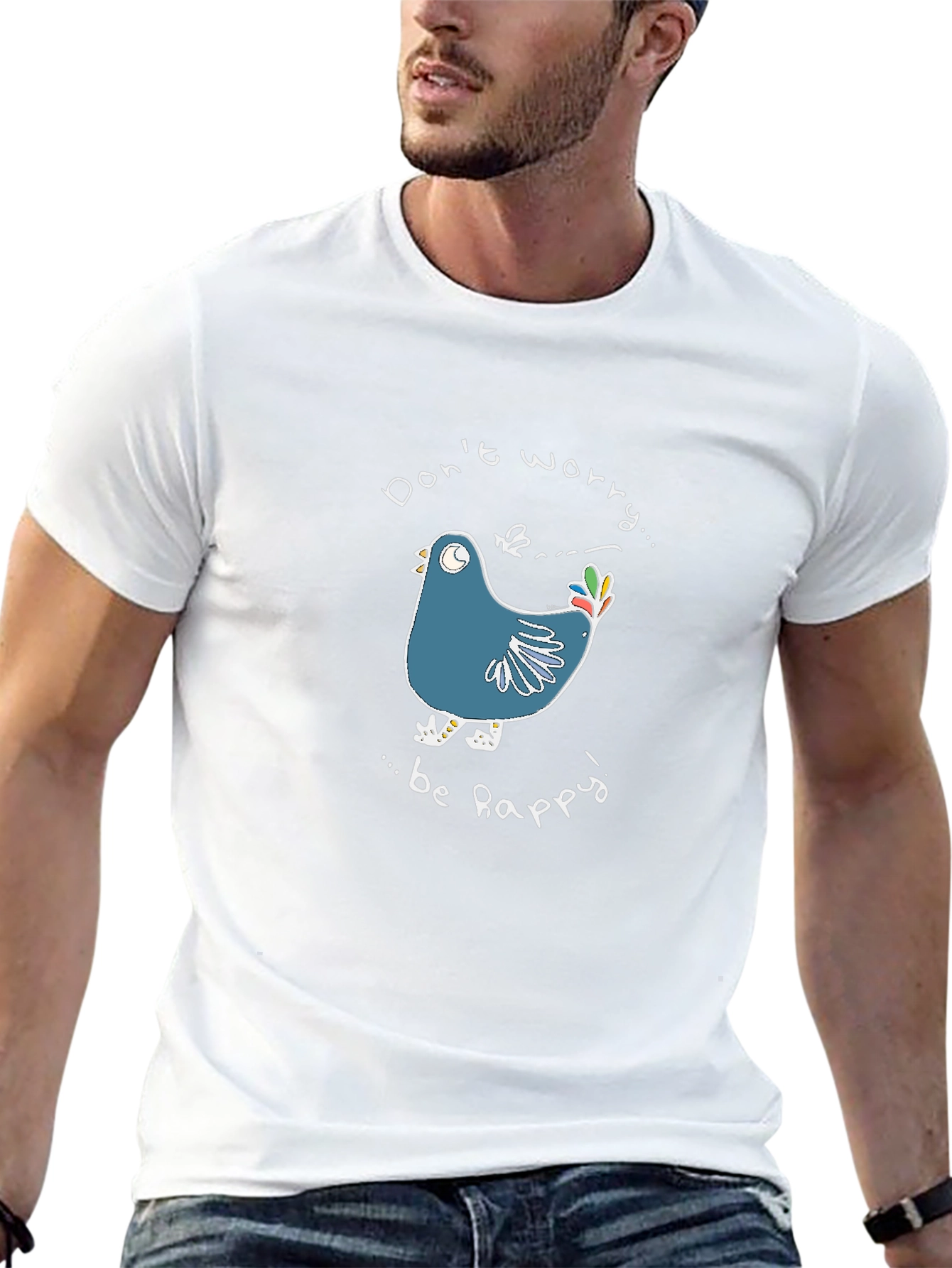 Dont Worry Be Happy Bird Graphic Tee